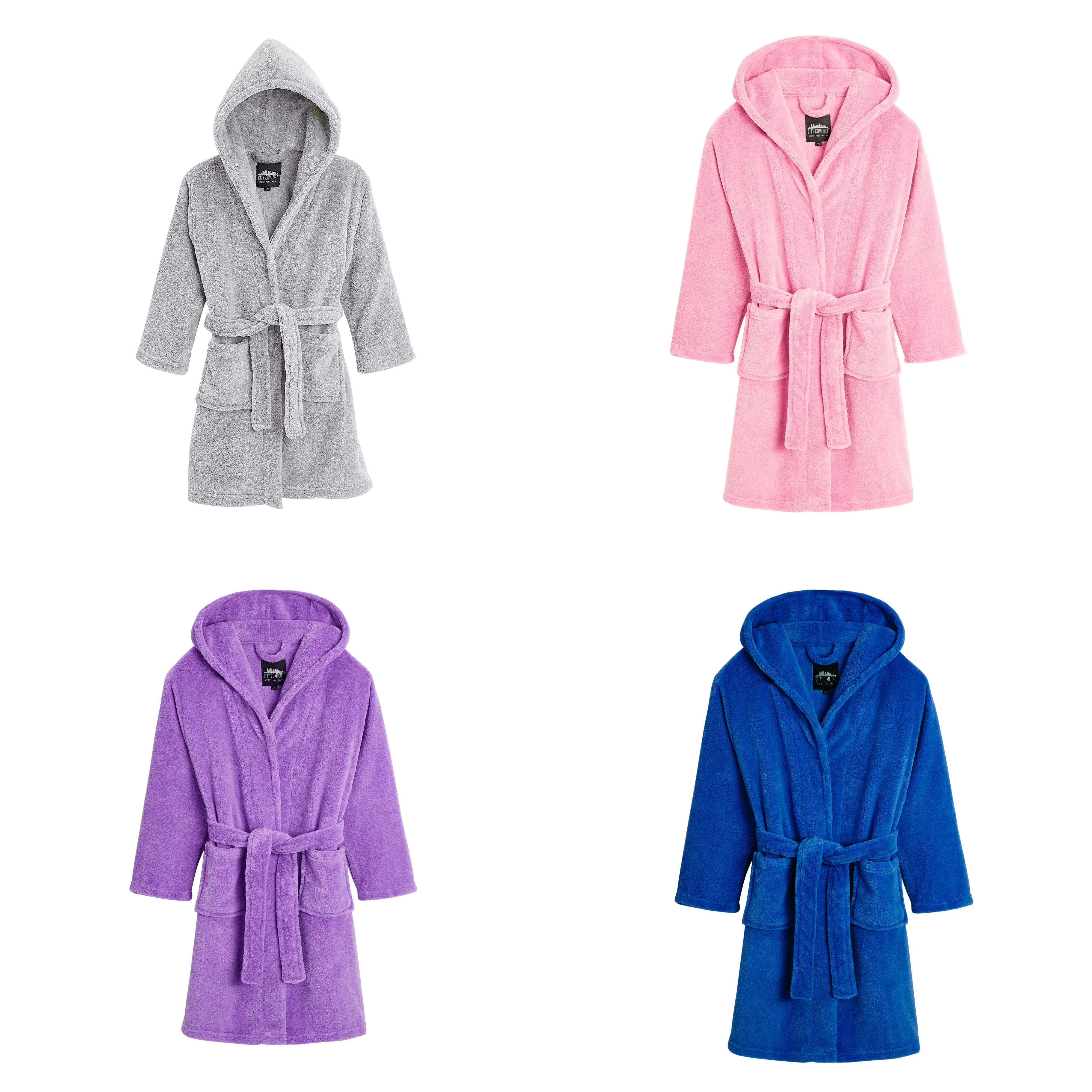 CityComfort Dressing Gown, Hooded Super Soft Dressing Gown with Belt for Girls&Boys Teenagers
