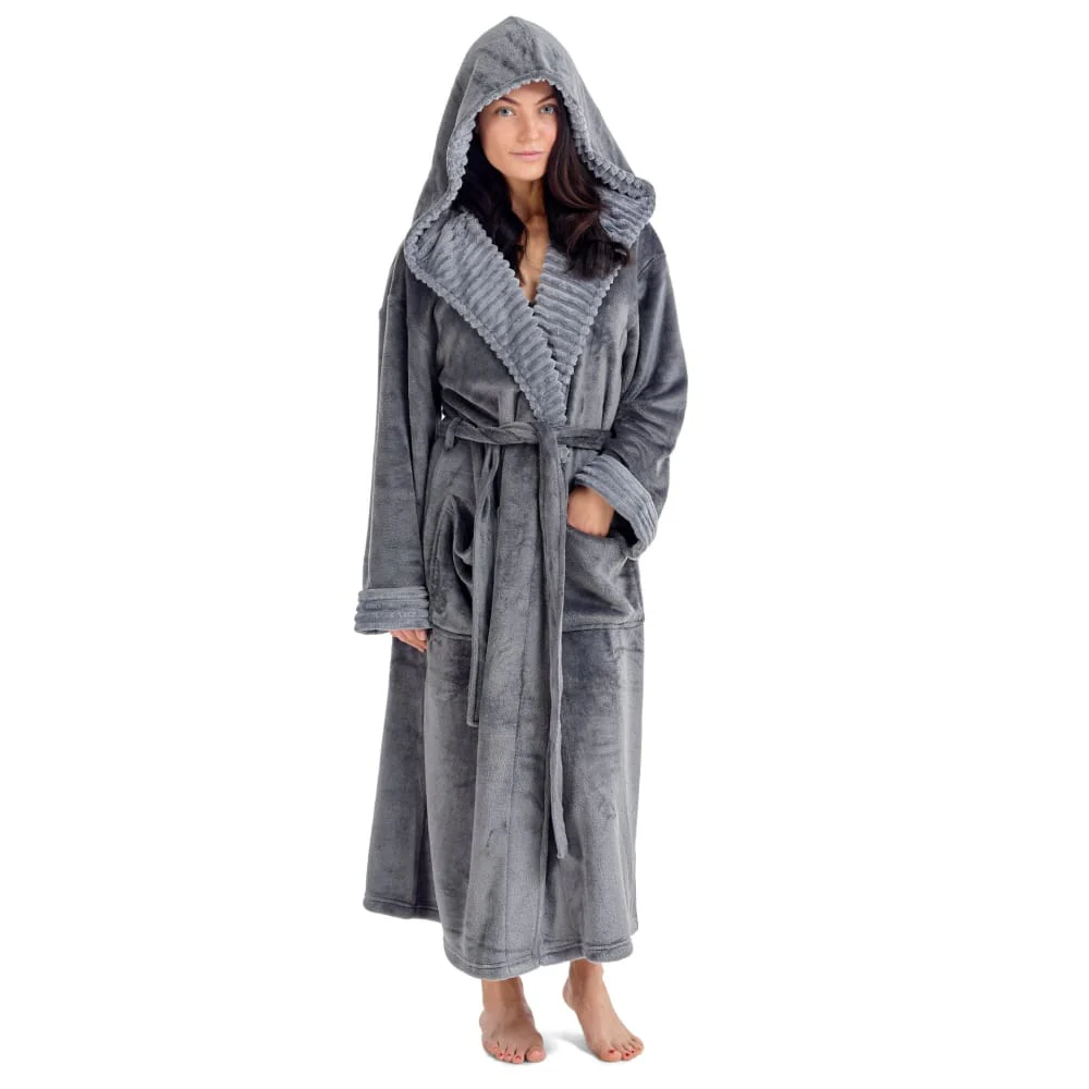 CityComfort Ladies Dressing Gown Fluffy Super Soft Hooded Bathrobe for Women Plush Fleece Perfect Loungewear Long Robe - Image 10