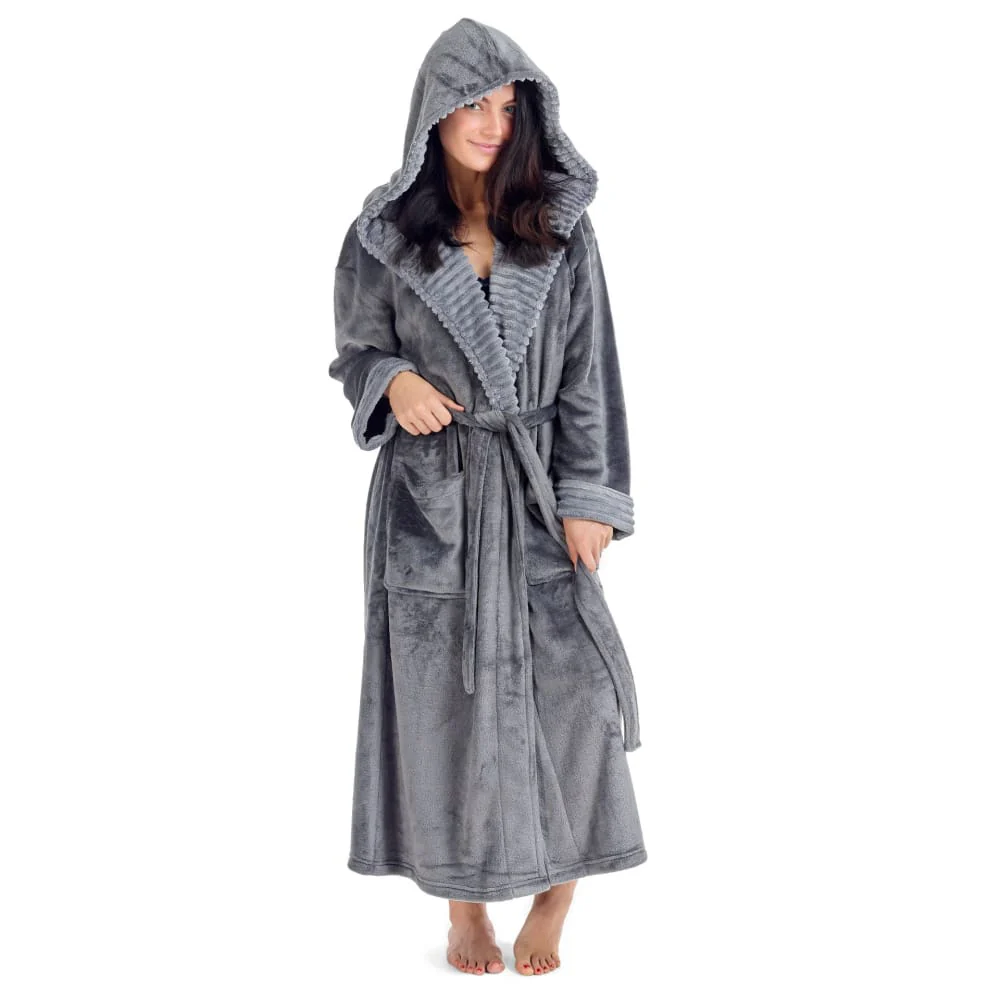 CityComfort Ladies Dressing Gown Fluffy Super Soft Hooded Bathrobe for Women Plush Fleece Perfect Loungewear Long Robe - Image 11