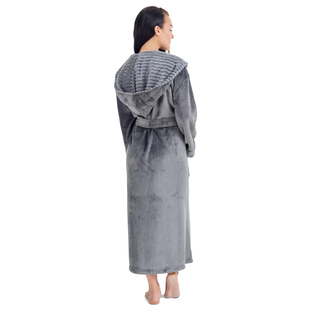 CityComfort Ladies Dressing Gown Fluffy Super Soft Hooded Bathrobe for Women Plush Fleece Perfect Loungewear Long Robe - Image 12