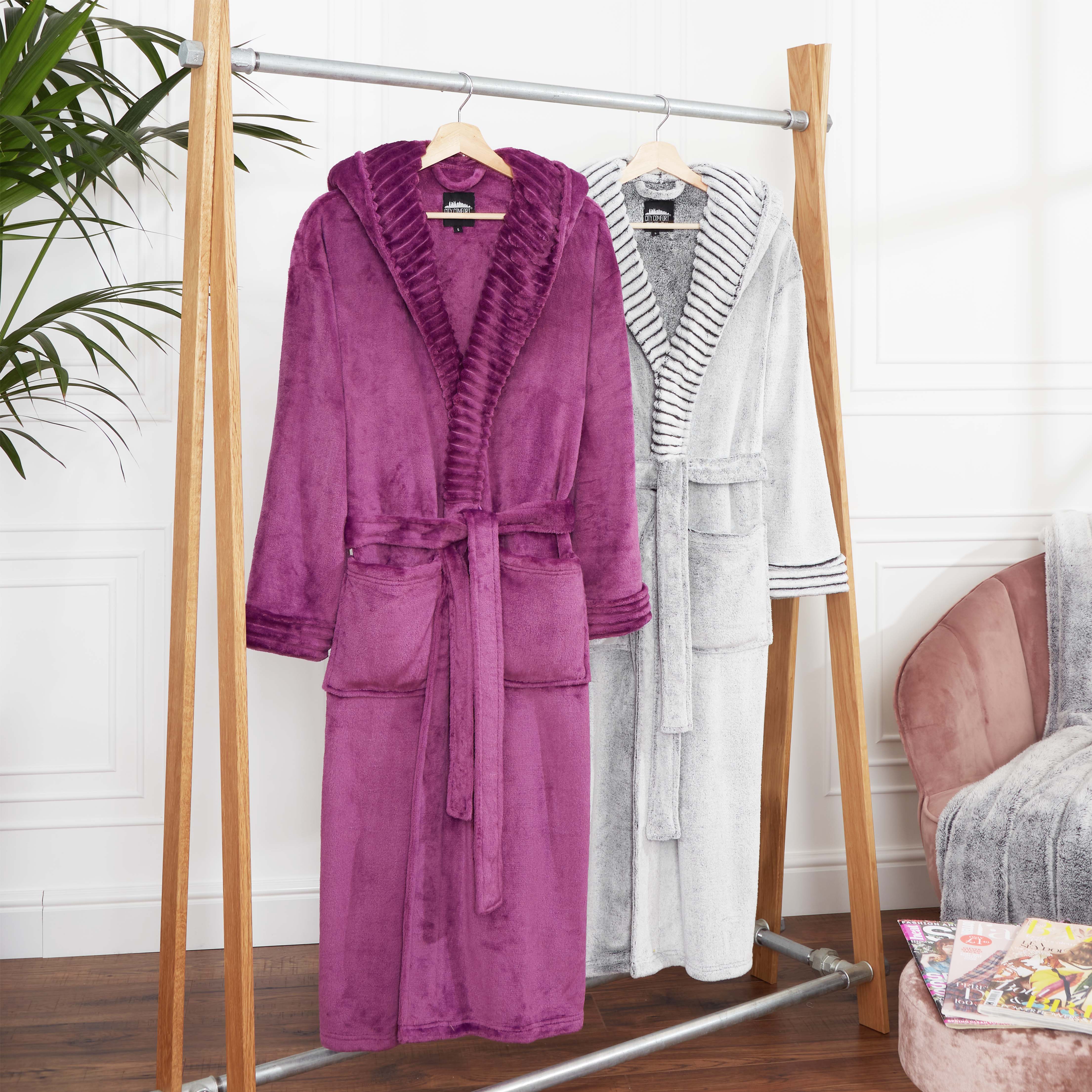CityComfort Ladies Dressing Gown Fluffy Super Soft Hooded Bathrobe for Women Plush Fleece Perfect Loungewear Long Robe - Image 18