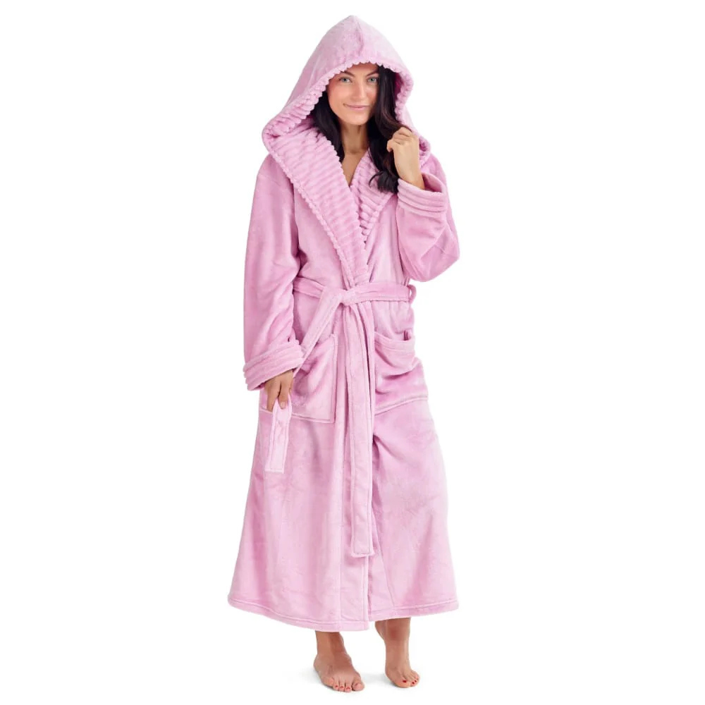 CityComfort Ladies Dressing Gown Fluffy Super Soft Hooded Bathrobe for Women Plush Fleece Perfect Loungewear Long Robe - Image 2