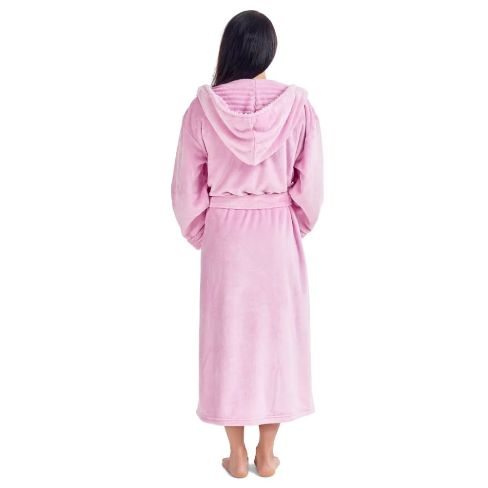 CityComfort Ladies Dressing Gown Fluffy Super Soft Hooded Bathrobe for Women Plush Fleece Perfect Loungewear Long Robe - Image 4