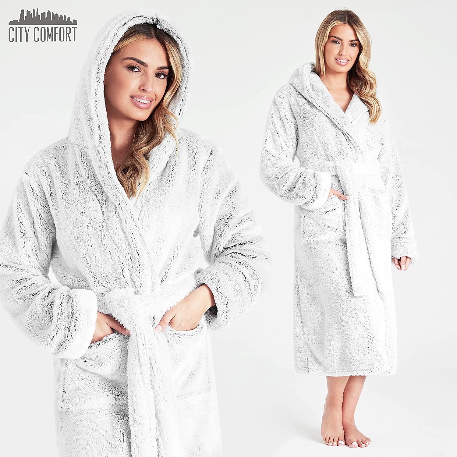 CityComfort Dressing Gown Women with Hood - Luxurious Fluffy Ladies Dressing Gown in Super Soft Fleece - Image 12
