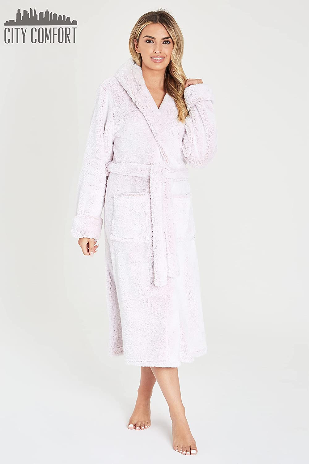 CityComfort Dressing Gown Women with Hood - Luxurious Fluffy Ladies Dressing Gown in Super Soft Fleece - Image 17