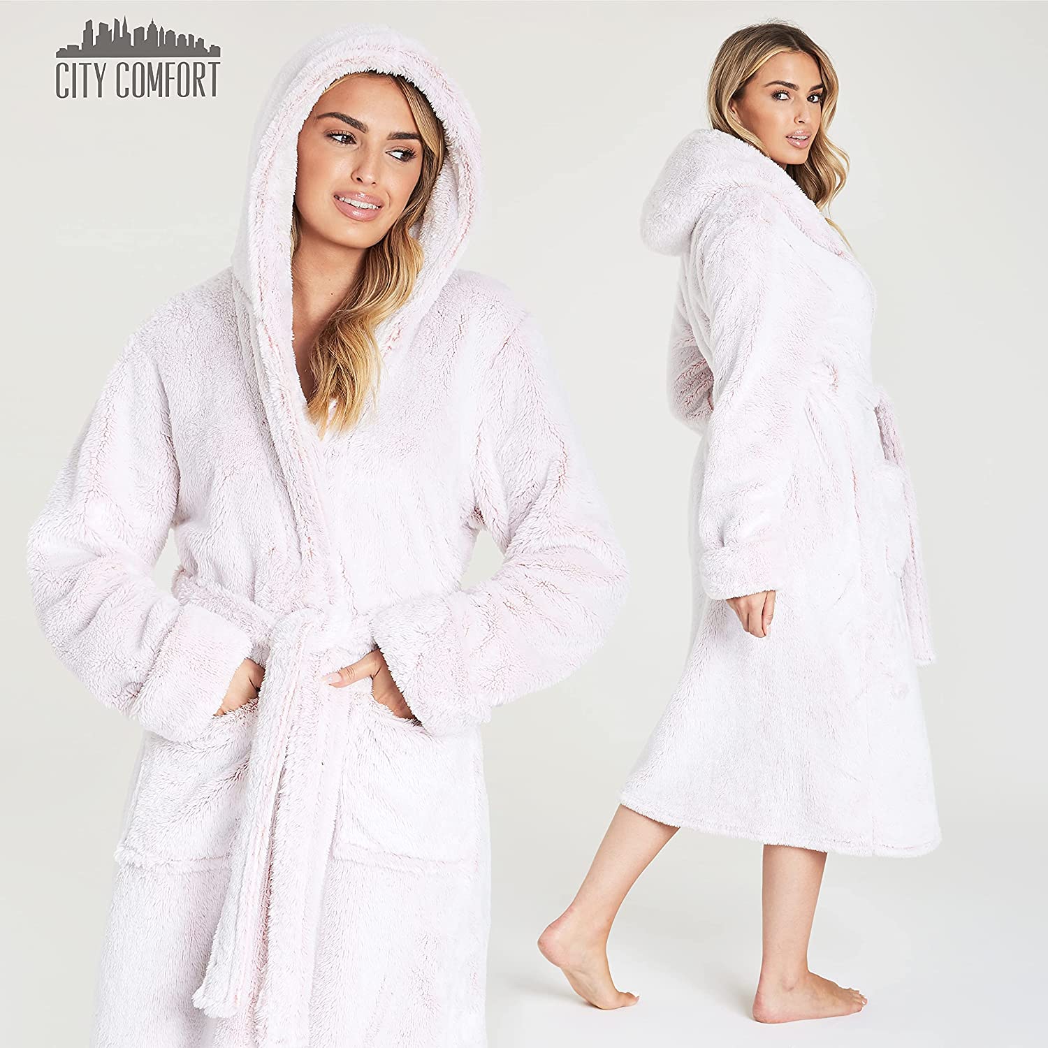 CityComfort Dressing Gown Women with Hood - Luxurious Fluffy Ladies Dressing Gown in Super Soft Fleece - Image 18