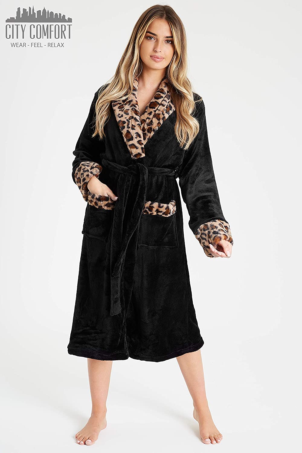 CityComfort Dressing Gown Women with Hood-Luxurious Fluffy Ladies Soft Fleece - Image 4