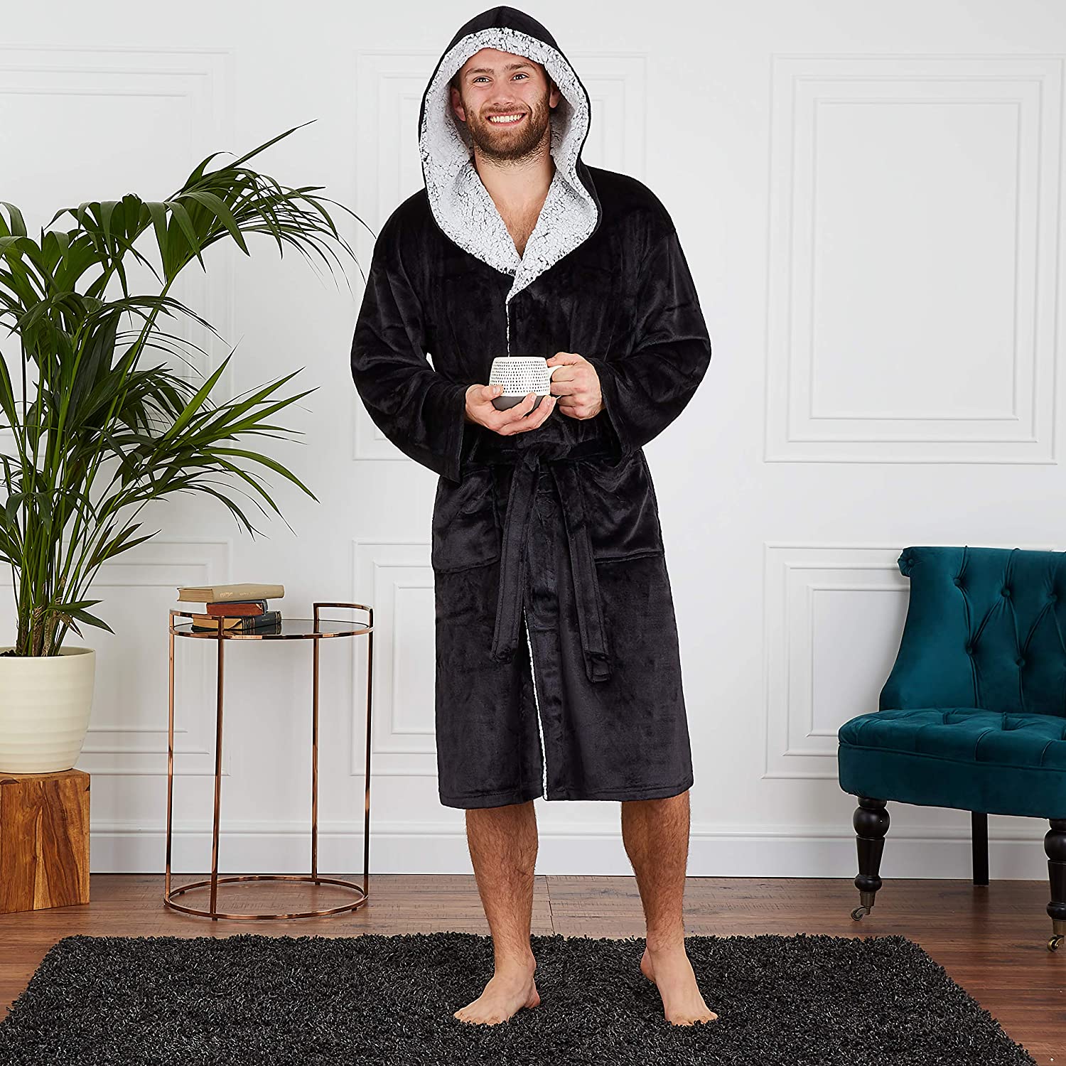 CityComfort Dressing Gown Men and Teenagers - Super Soft Hooded Mens Fleece Robe - Sizes M-2XL Warm Cosy Loungewear Nightwear - Image 10