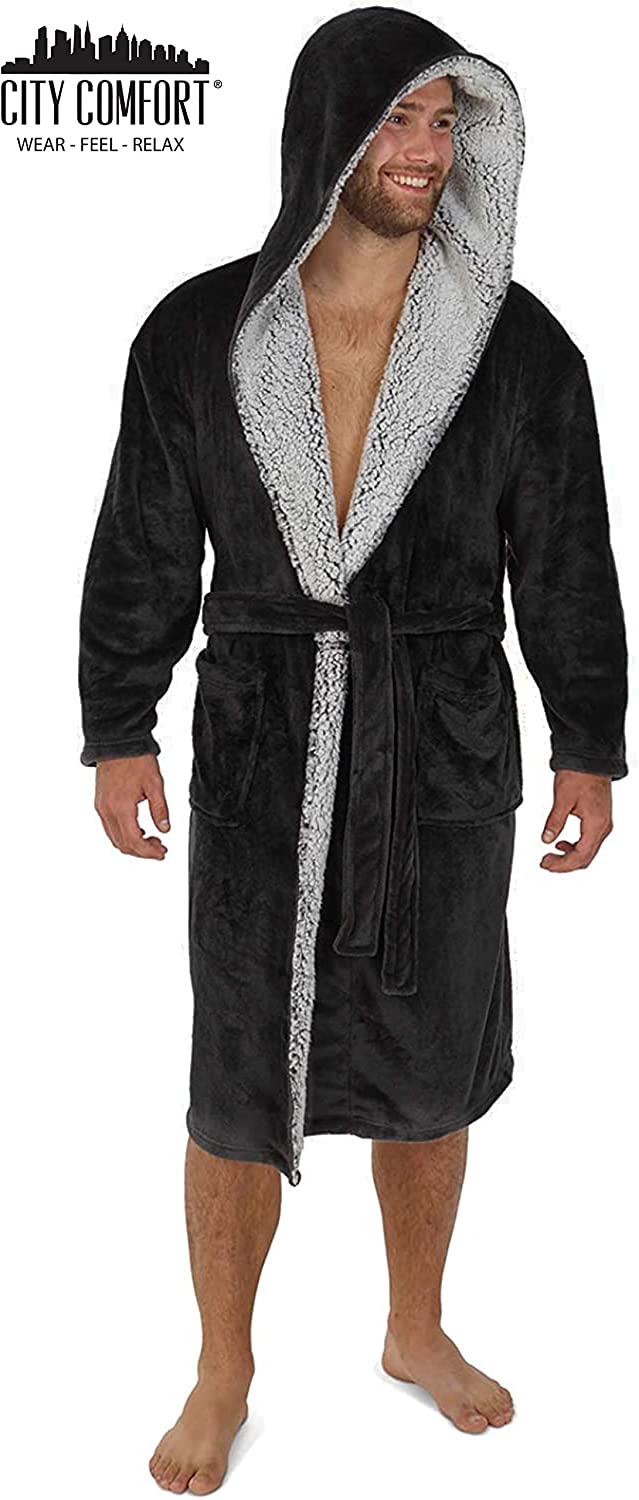 CityComfort Dressing Gown Men and Teenagers - Super Soft Hooded Mens Fleece Robe - Sizes M-2XL Warm Cosy Loungewear Nightwear - Image 11