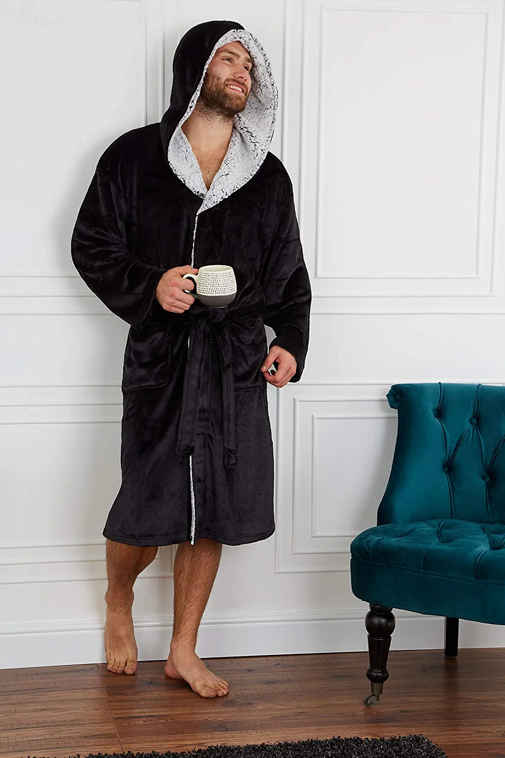 CityComfort Dressing Gown Men and Teenagers - Super Soft Hooded Mens Fleece Robe - Sizes M-2XL Warm Cosy Loungewear Nightwear - Image 12