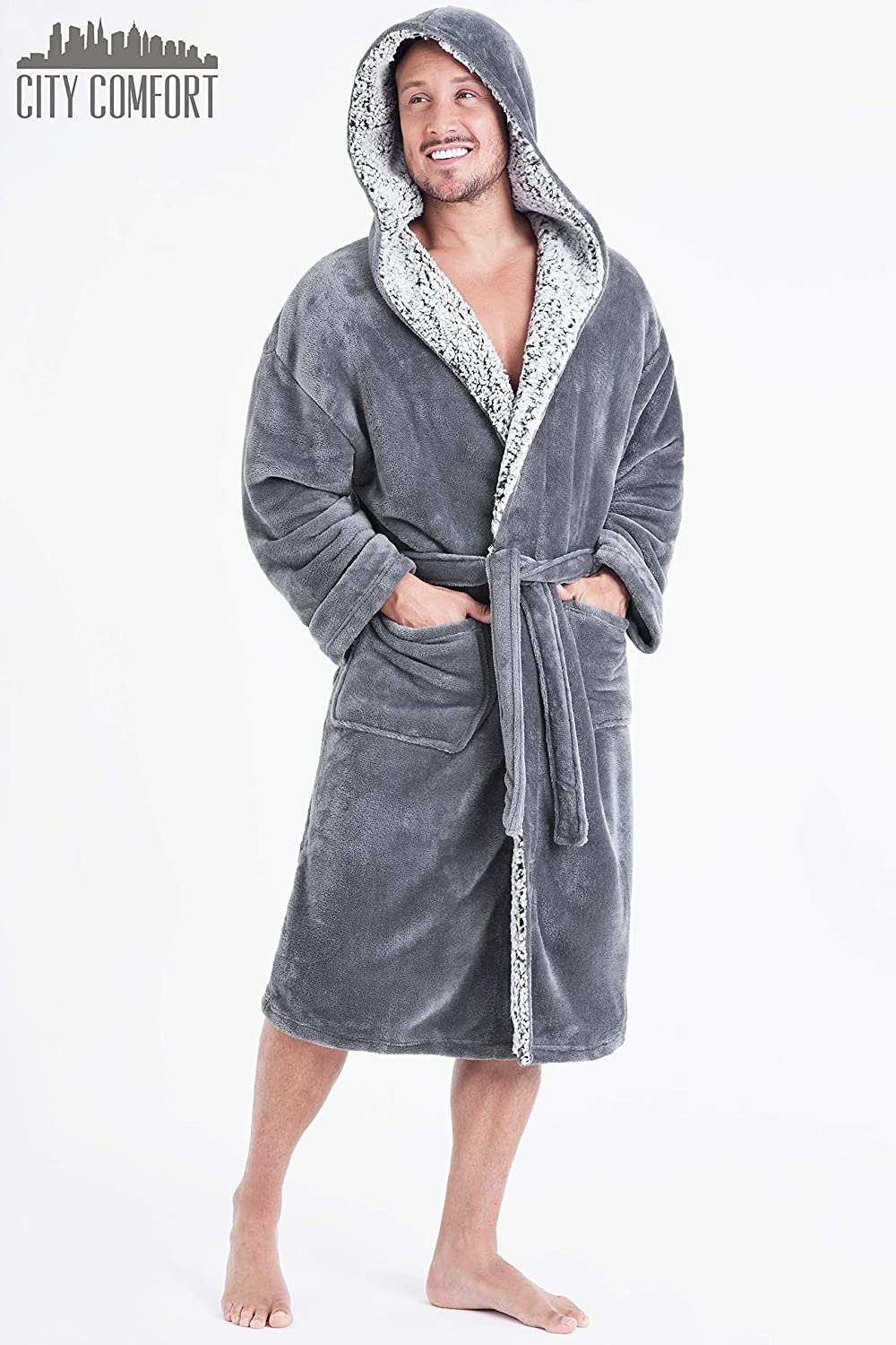 CityComfort Dressing Gown Men and Teenagers - Super Soft Hooded Mens Fleece Robe - Sizes M-2XL Warm Cosy Loungewear Nightwear - Image 16
