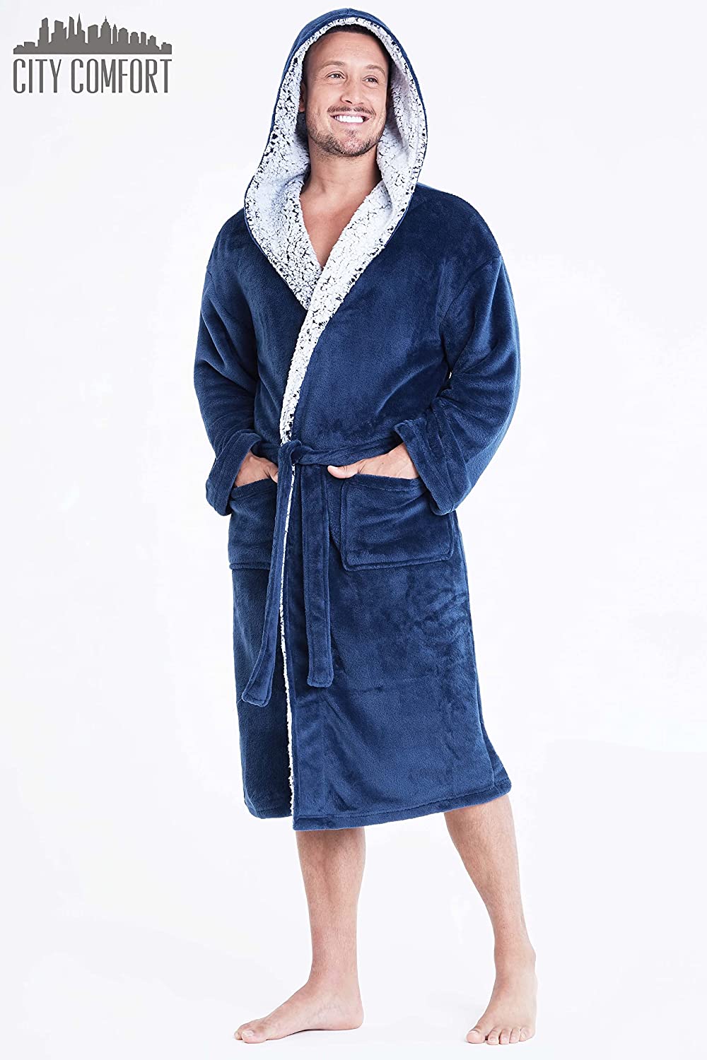 CityComfort Dressing Gown Men and Teenagers - Super Soft Hooded Mens Fleece Robe - Sizes M-2XL Warm Cosy Loungewear Nightwear - Image 4