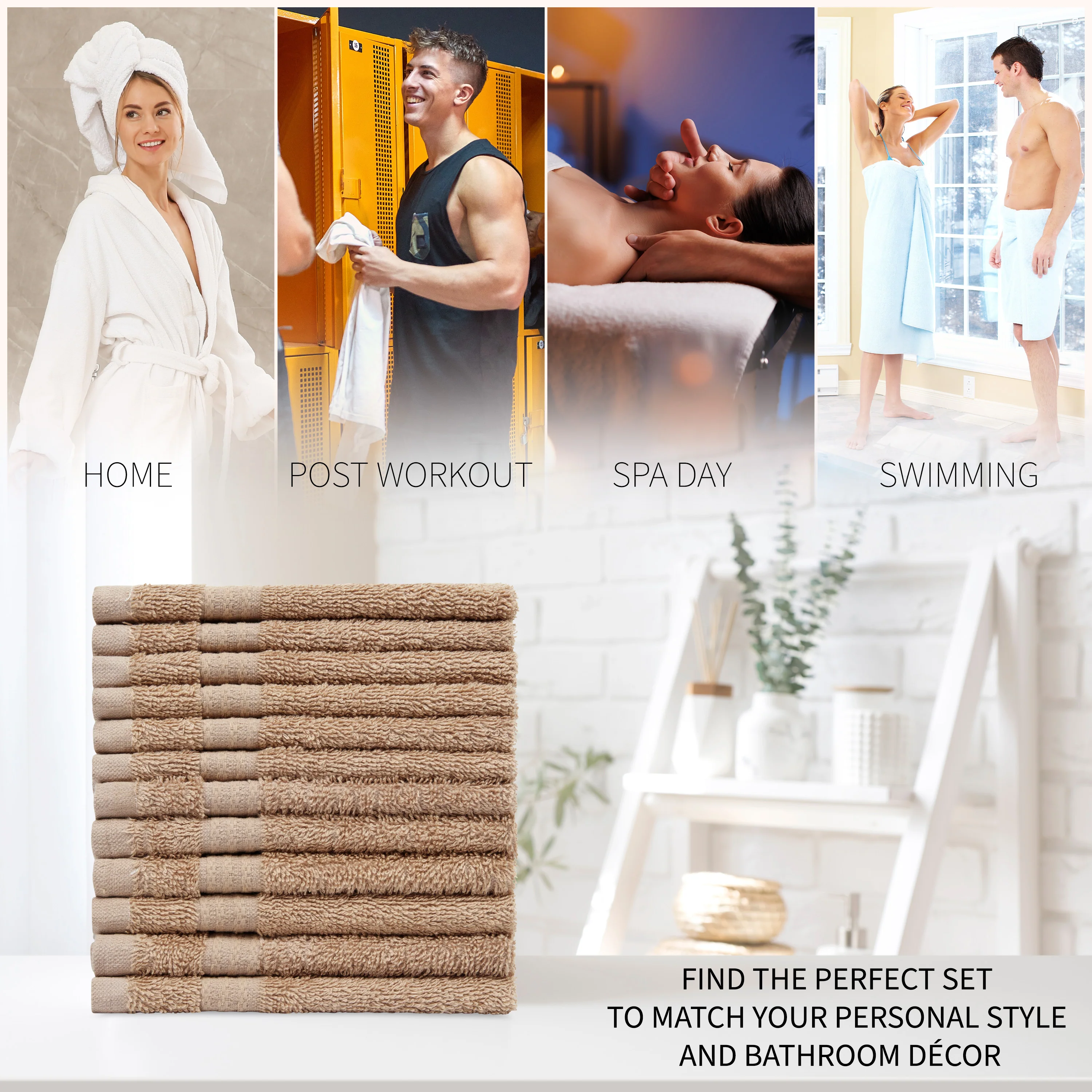 CityComfort Flannels Pack of 12 Face Towels 100% Cotton 550 GSM 30x30cm Highly Absorbent Soft Wash Cloth Household Essentials - Image 11