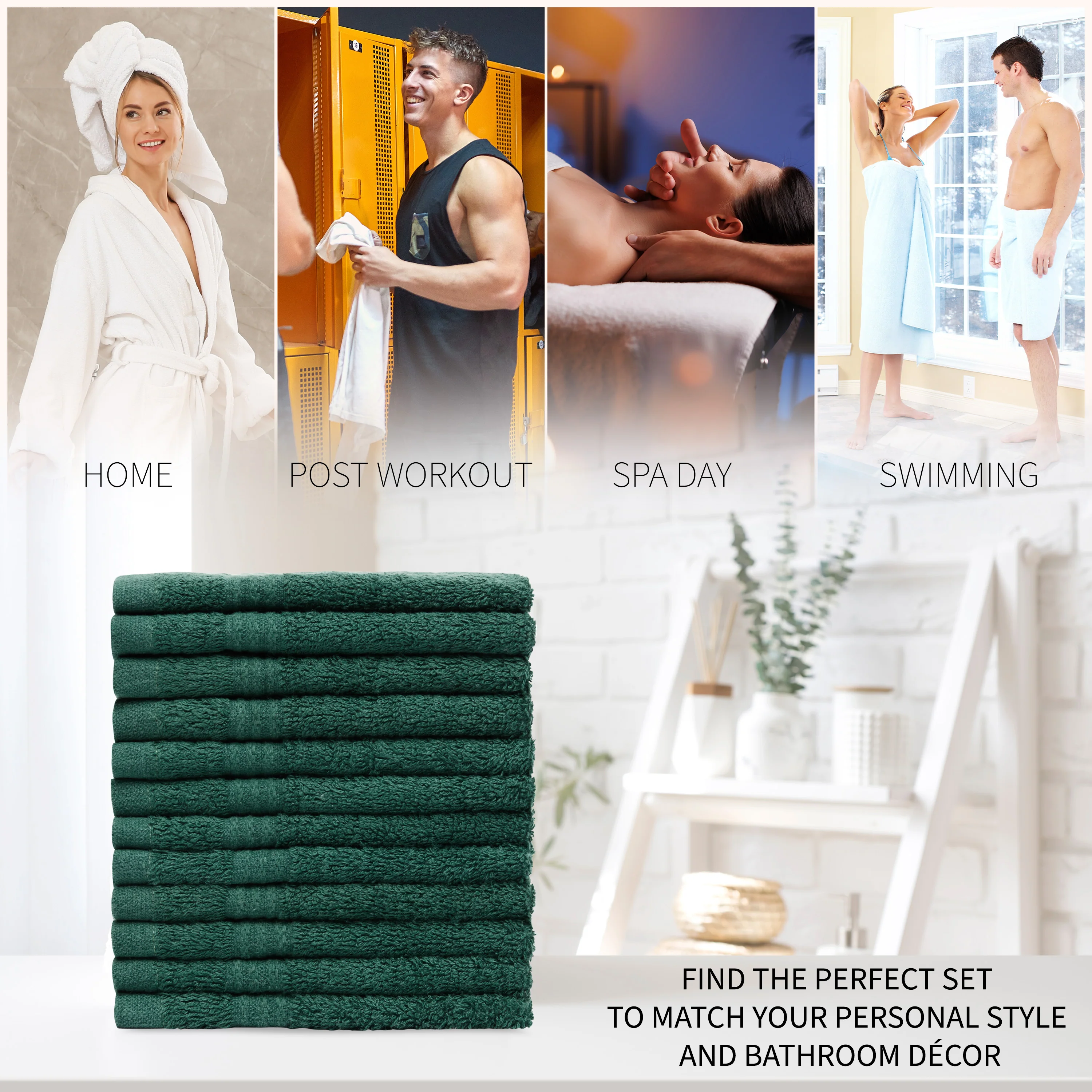 CityComfort Flannels Pack of 12 Face Towels 100% Cotton 550 GSM 30x30cm Highly Absorbent Soft Wash Cloth Household Essentials - Image 15