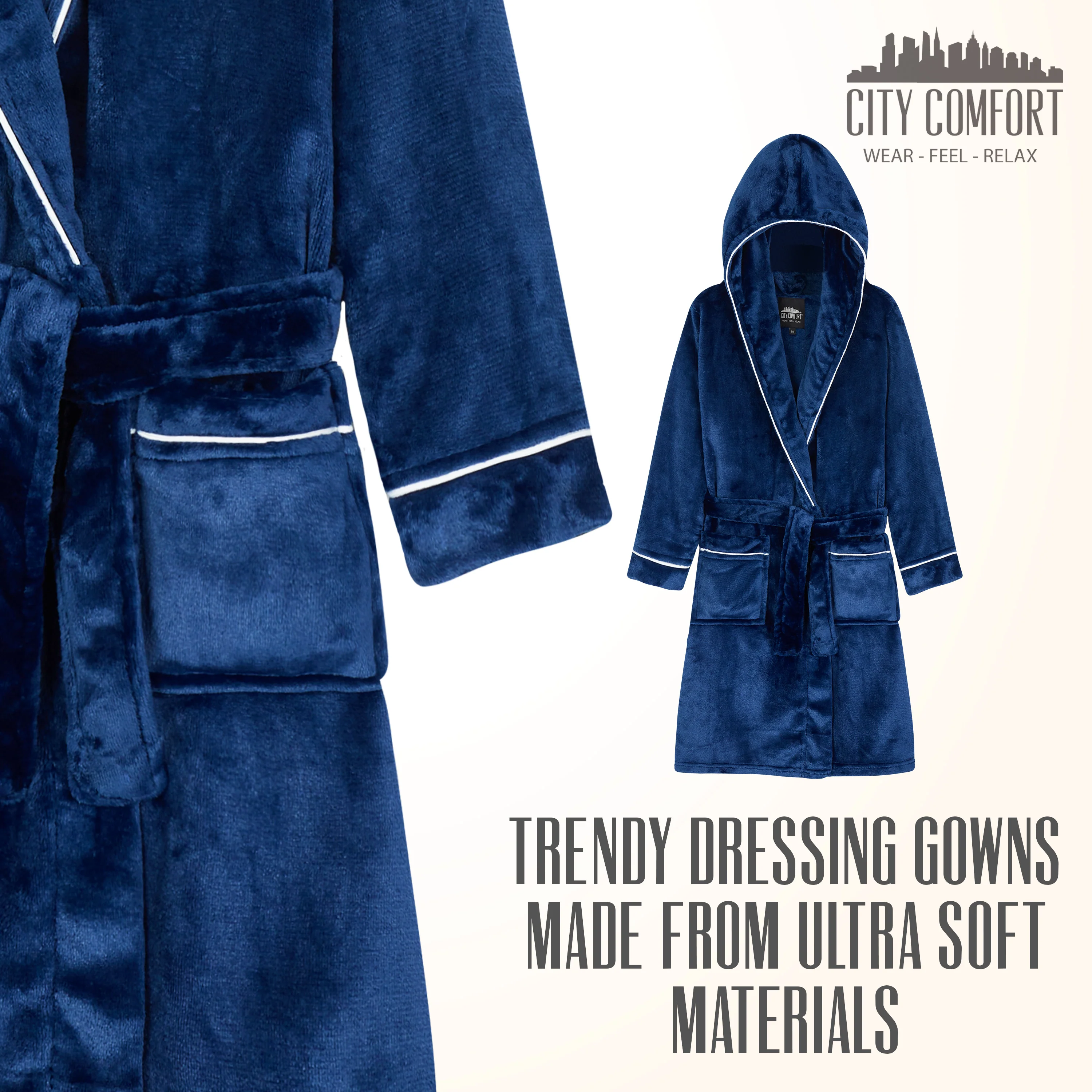 CityComfort Fleece Dressing Gown Kids Towelling Robe Bathrobe Plush Soft - Image 7