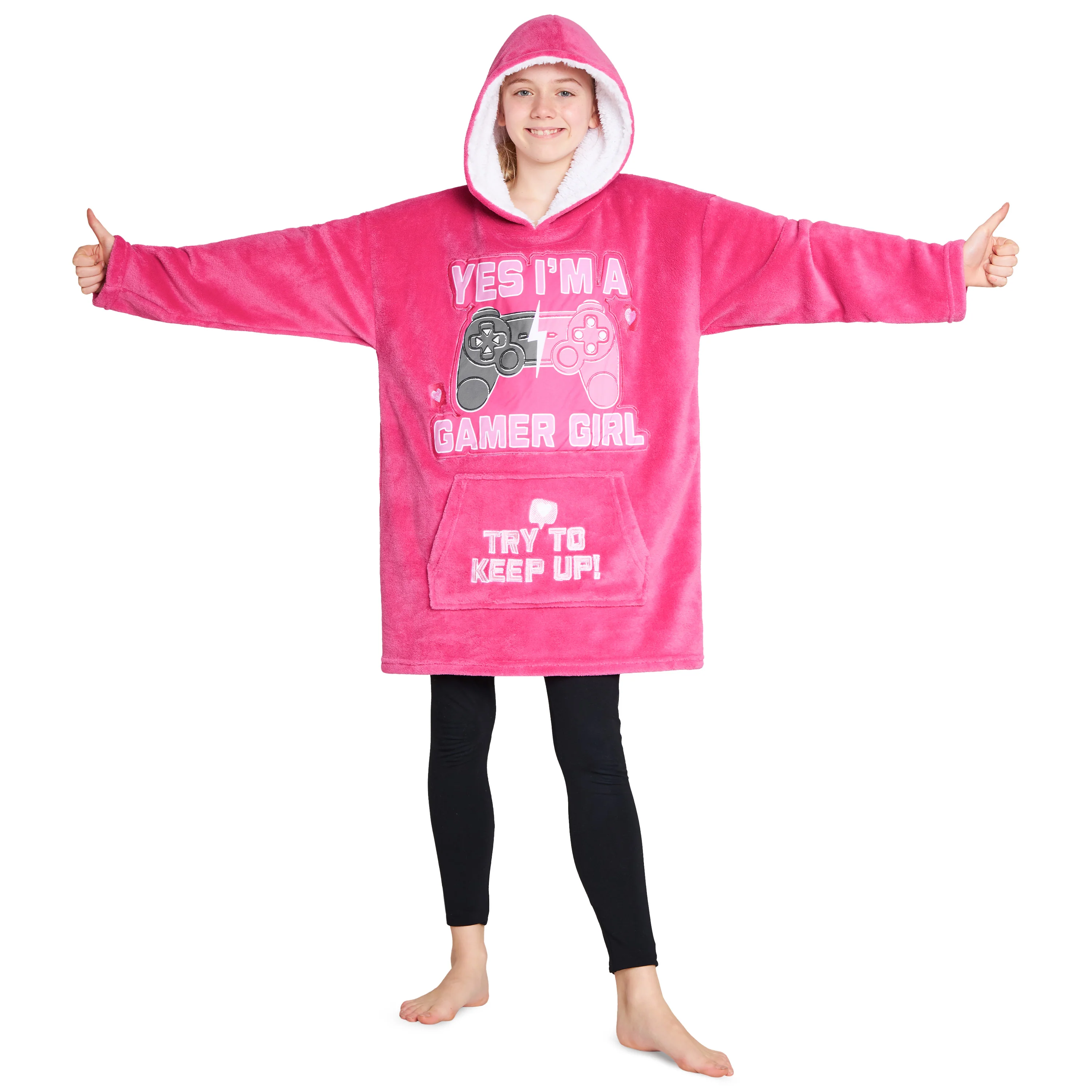 CityComfort Fleece Hoodie Blanket for Kids and Teenagers - Pink