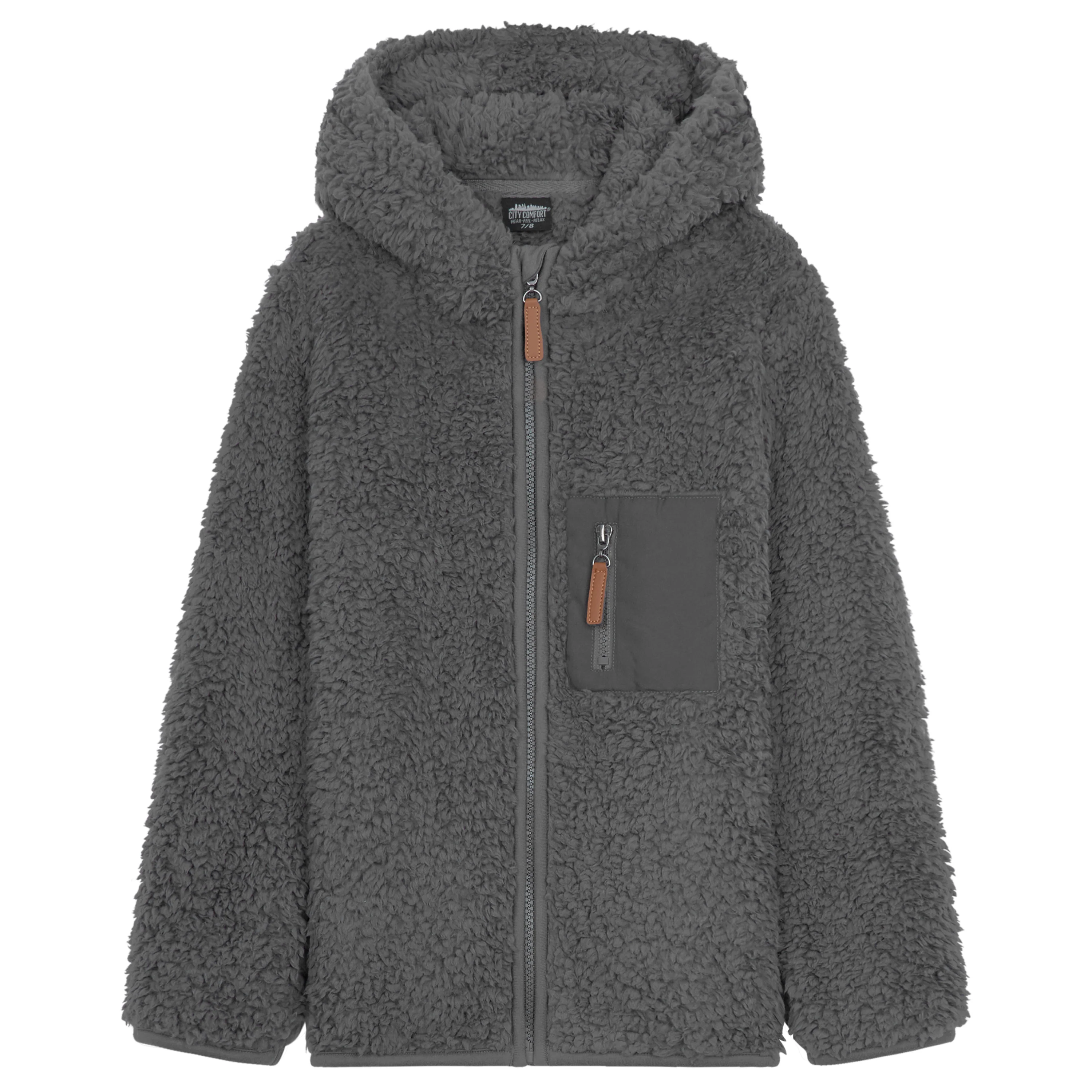CityComfort Fleece Jacket for Kids, Zip Up Fuzzy Teddy Hoodie - Image 16