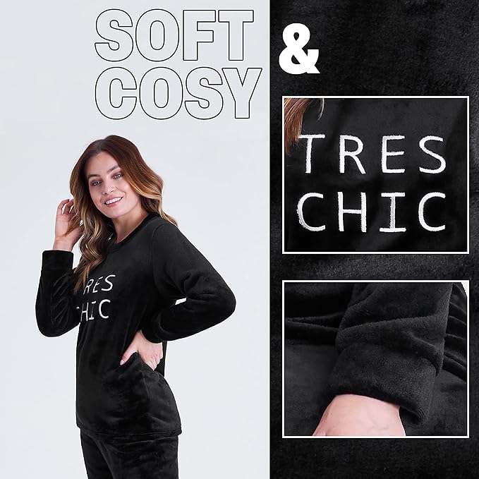 CityComfort Fleece Womens Pyjamas Set Long Sleeve Fluffy Loungewear Adults Teenagers, Winter PJs Warm Nightwear, Gifts for Her - Image 4