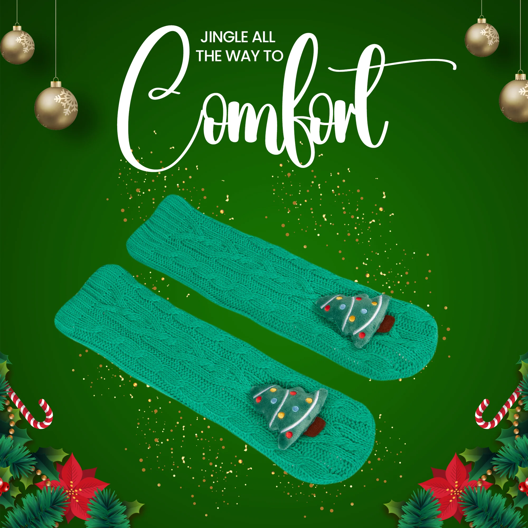 CityComfort Fluffy Christmas Socks for Women - Christmas Tree - Image 5