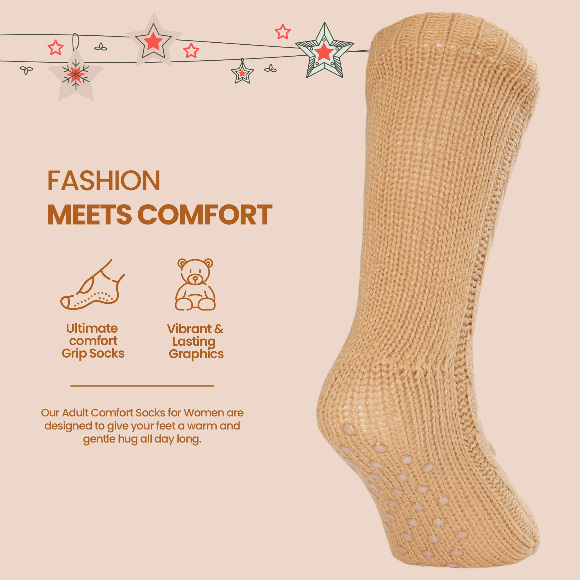 CityComfort Fluffy Christmas Socks for Women - Gingerbread - Image 3