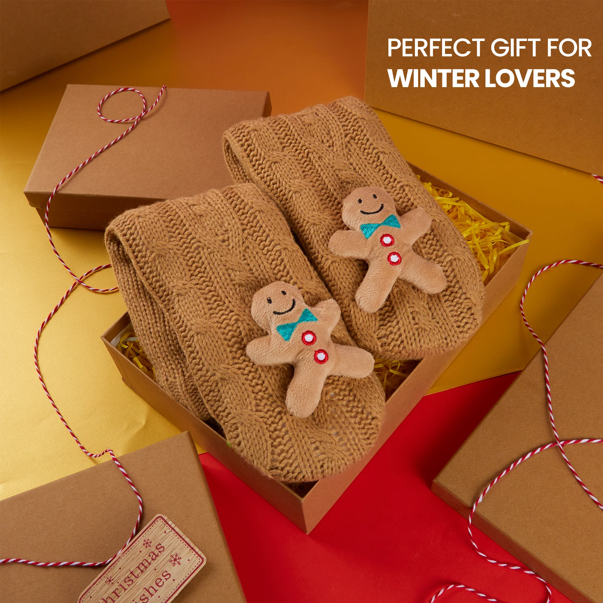 CityComfort Fluffy Christmas Socks for Women - Gingerbread - Image 5