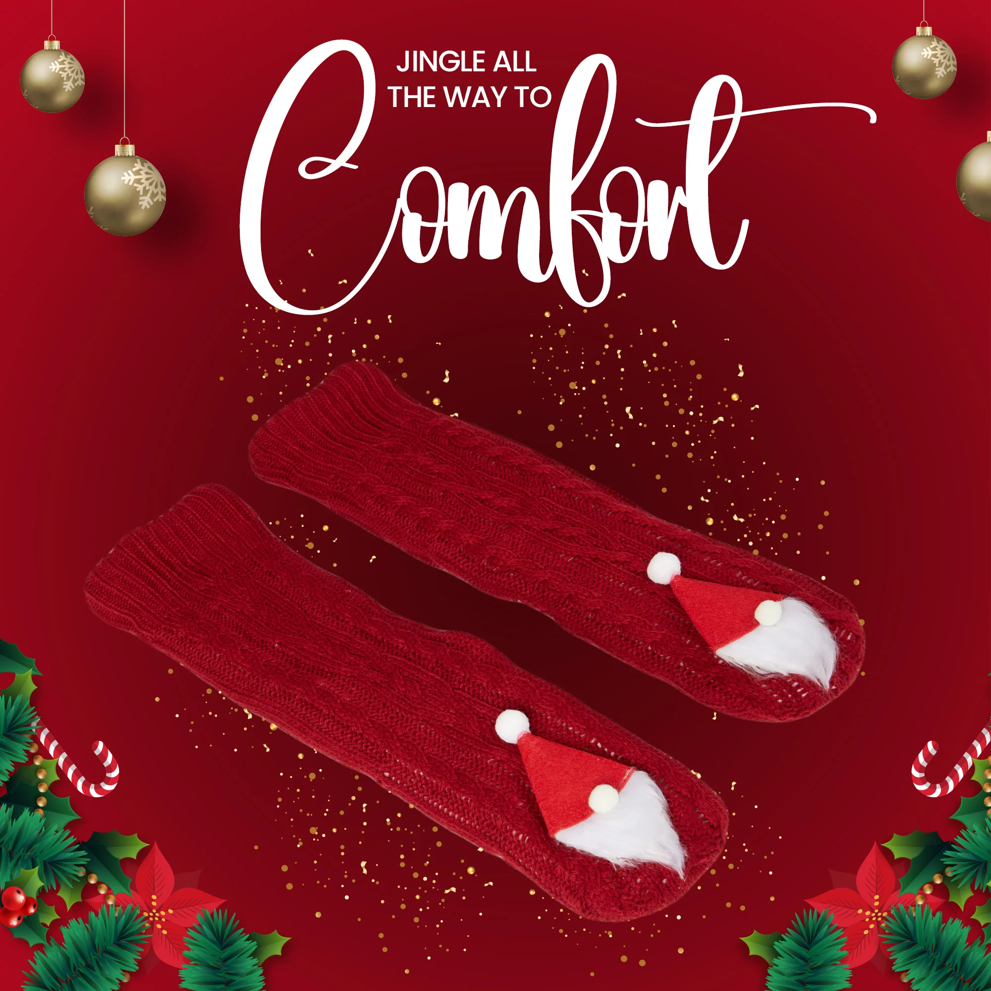 CityComfort Fluffy Christmas Socks for Women - Santa - Image 5