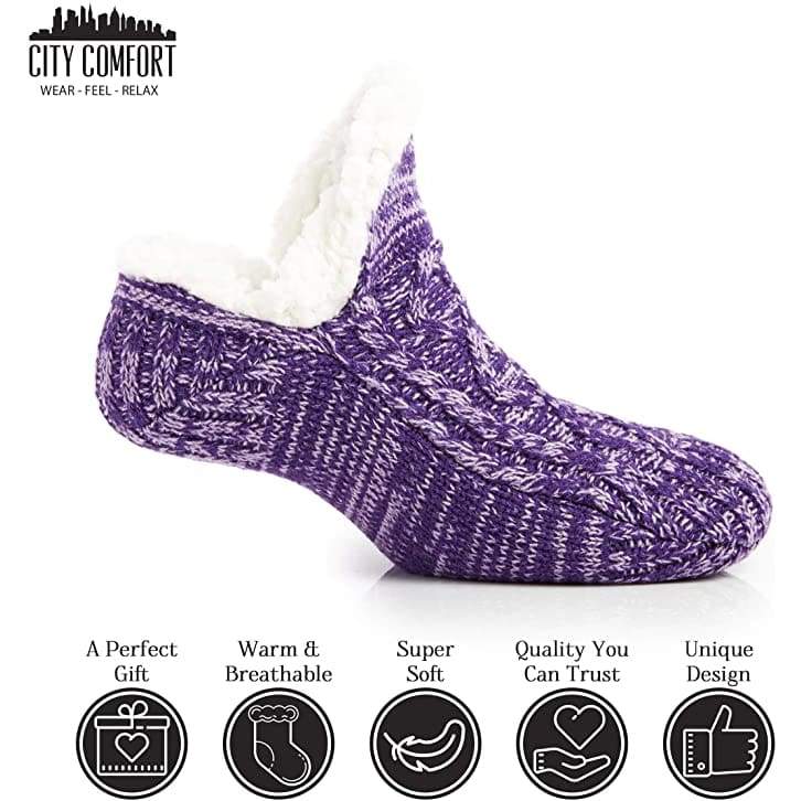 CityComfort Women Slipper Socks, Fluffy And Warm Fleece Lined Anti Slip Socks - Image 11