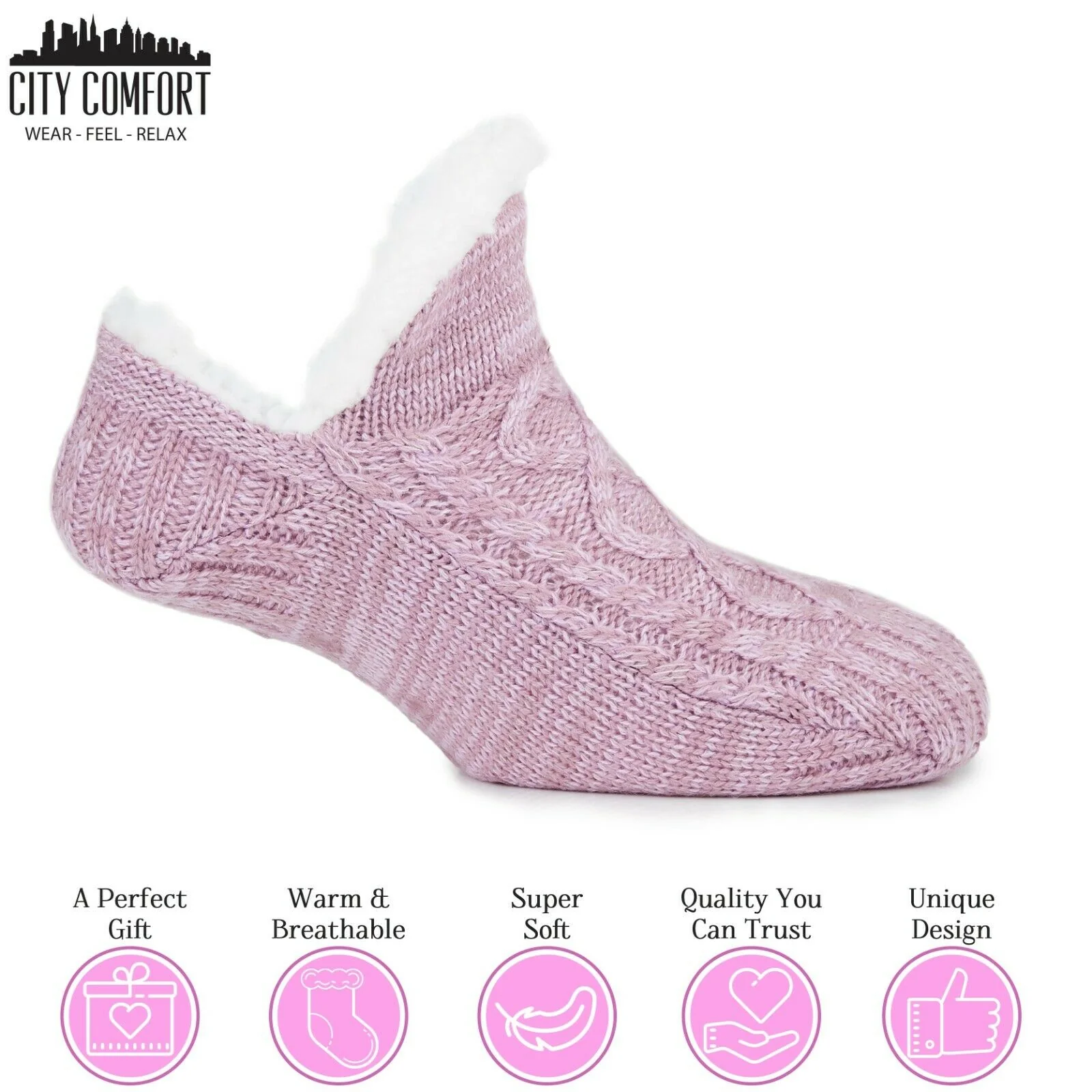 CityComfort Women Slipper Socks, Fluffy And Warm Fleece Lined Anti Slip Socks - Image 21
