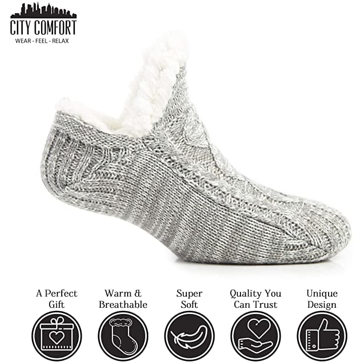 CityComfort Women Slipper Socks, Fluffy And Warm Fleece Lined Anti Slip Socks - Image 4