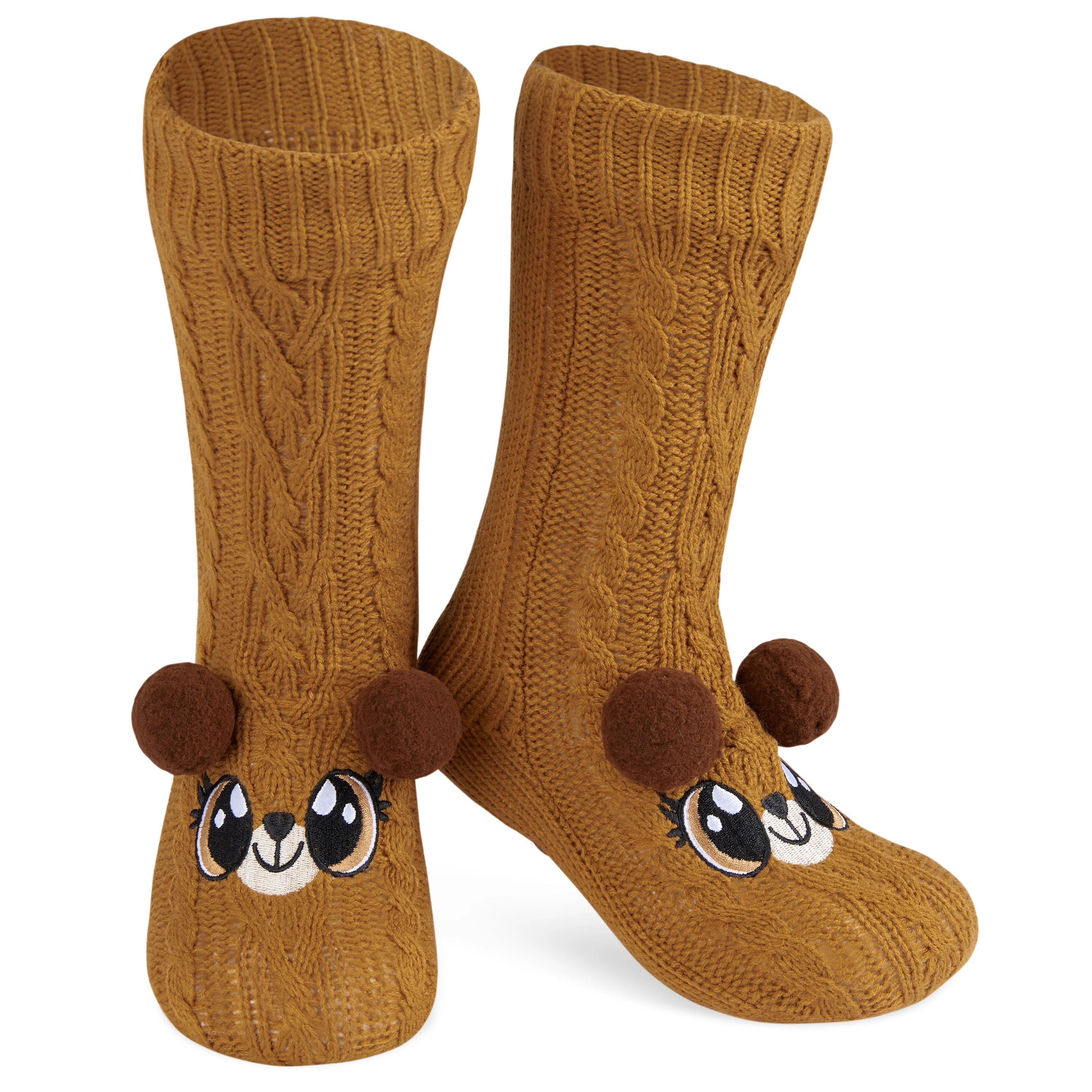 CityComfort Fluffy Socks for Women - BROWN BEAR