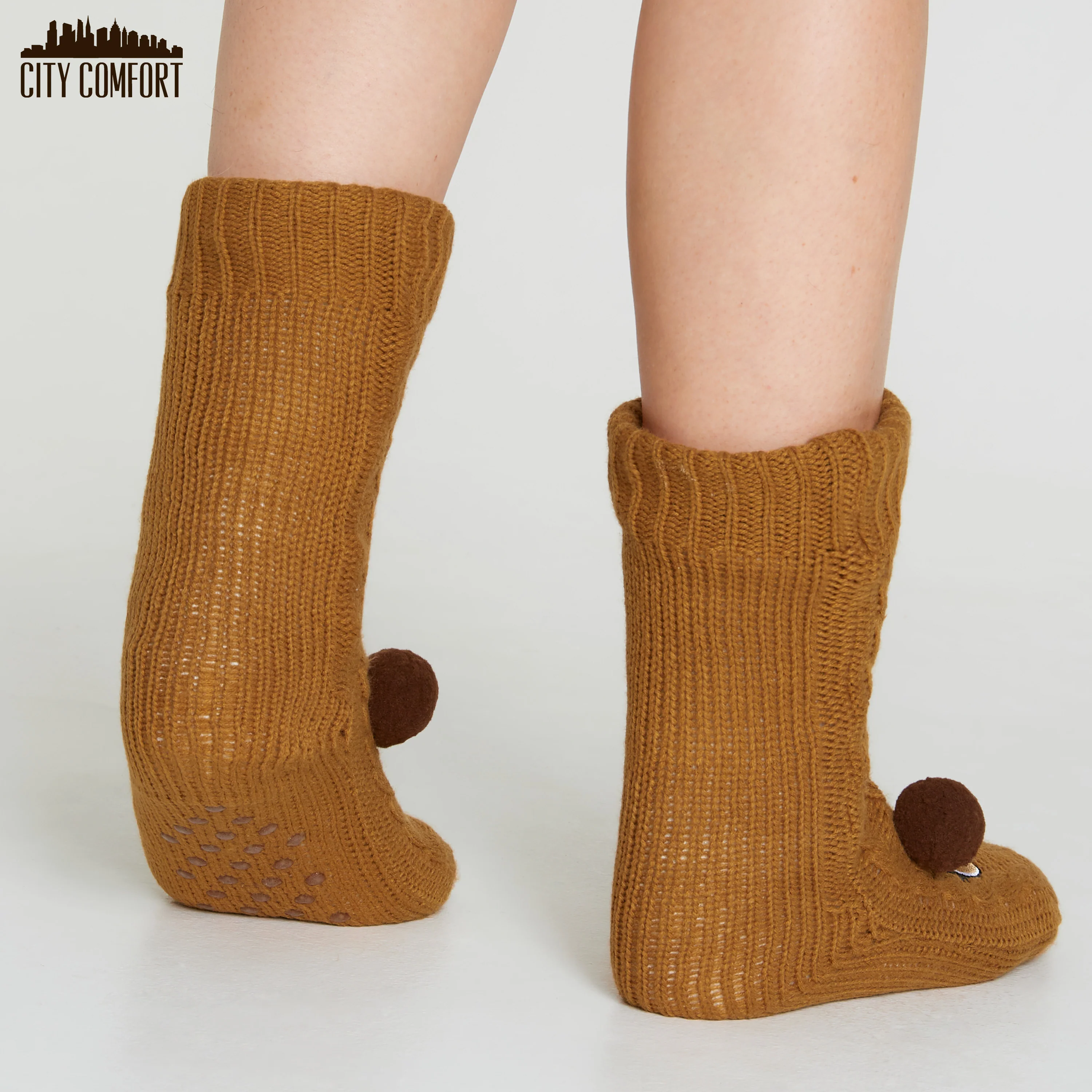 CityComfort Fluffy Socks for Women - BROWN BEAR - Image 3