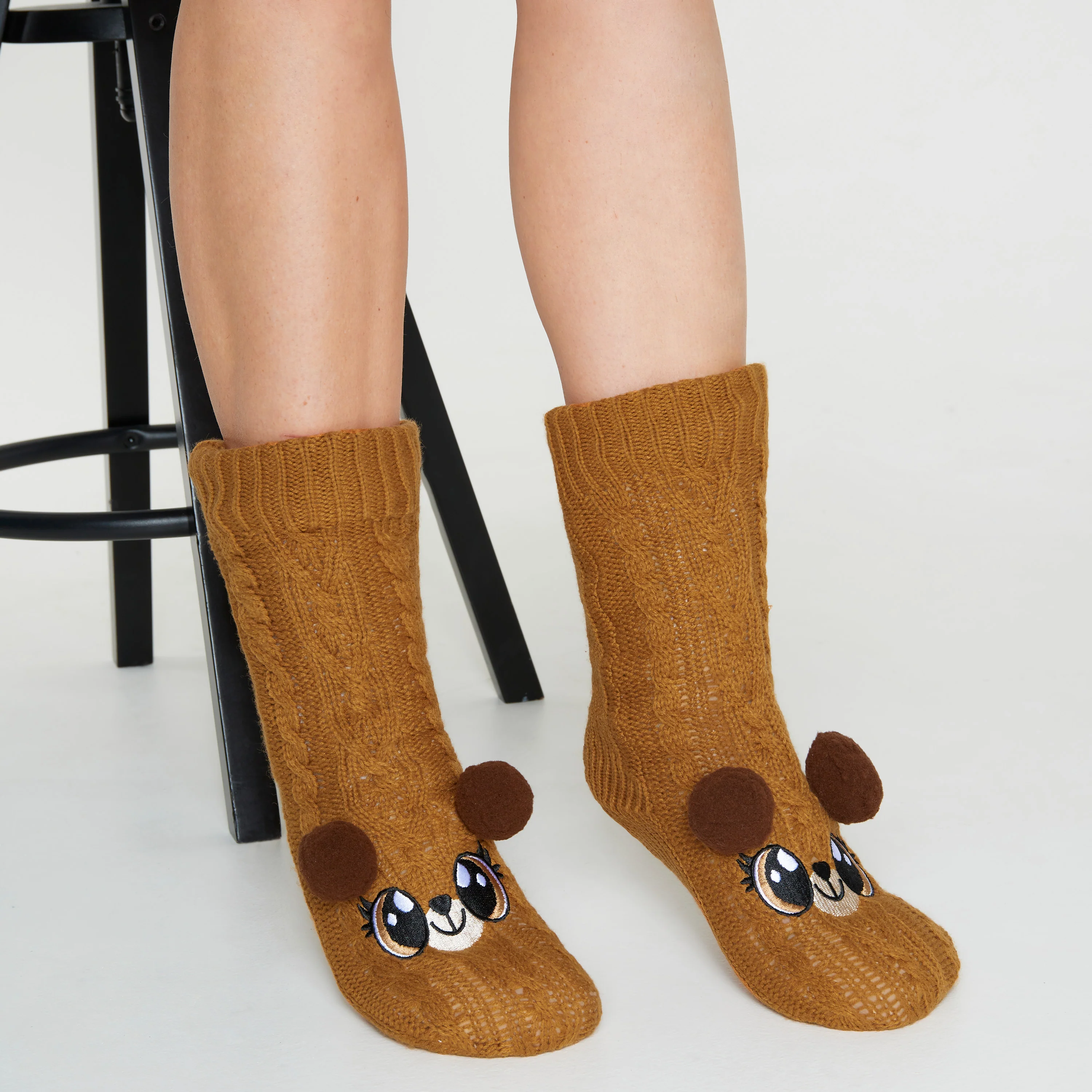 CityComfort Fluffy Socks for Women - BROWN BEAR - Image 4