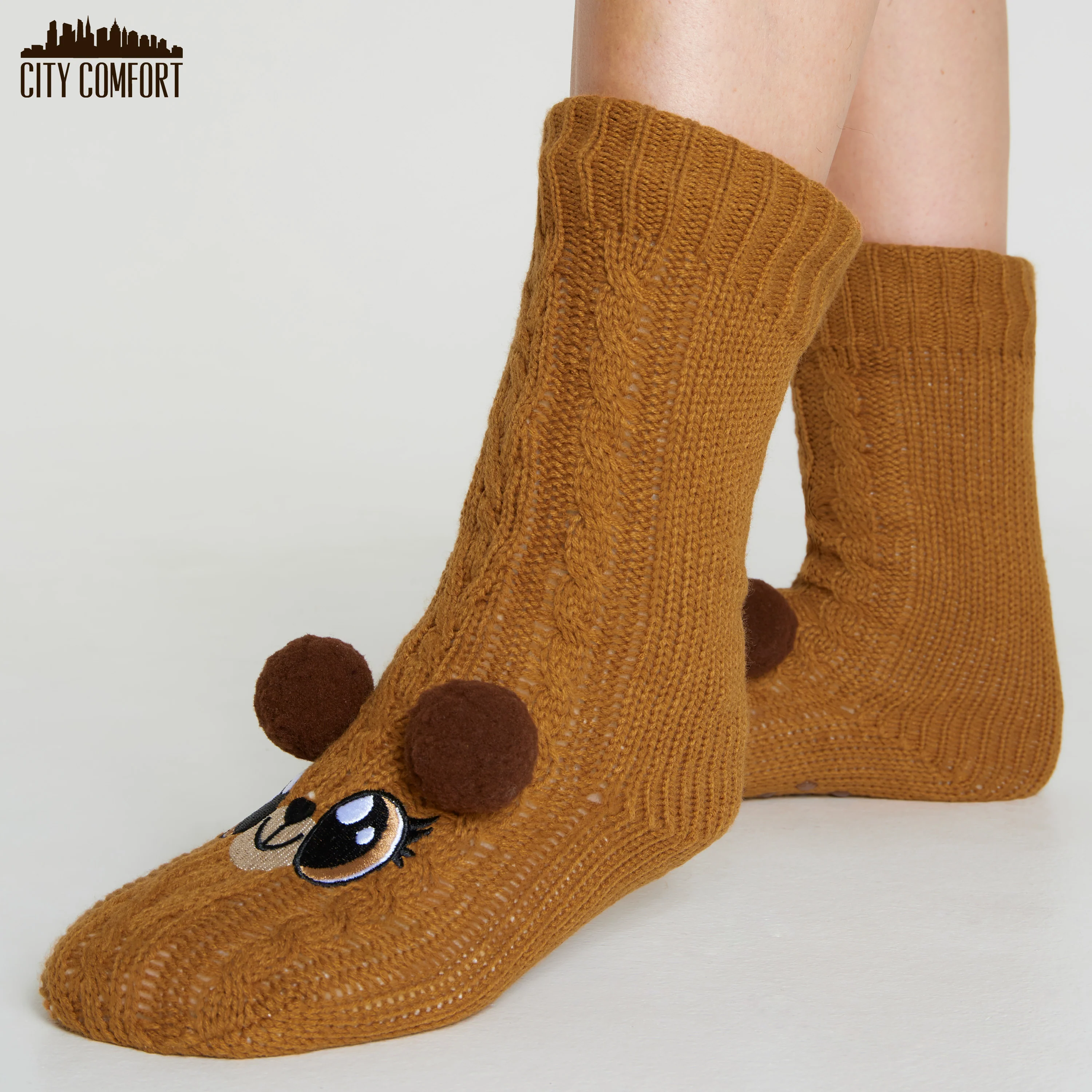CityComfort Fluffy Socks for Women - BROWN BEAR - Image 5