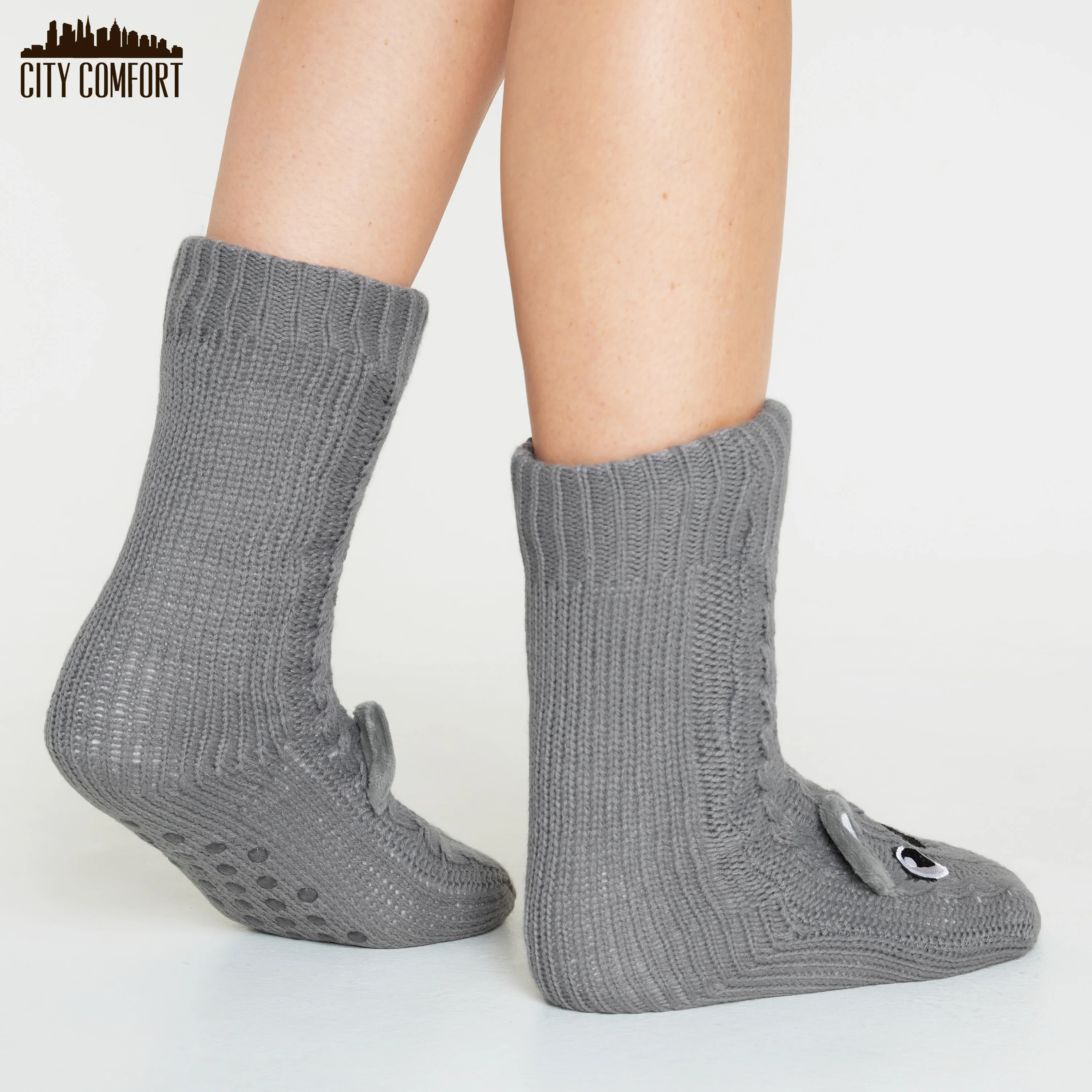 CityComfort Fluffy Socks for Women - GRAY KOALA - Image 3
