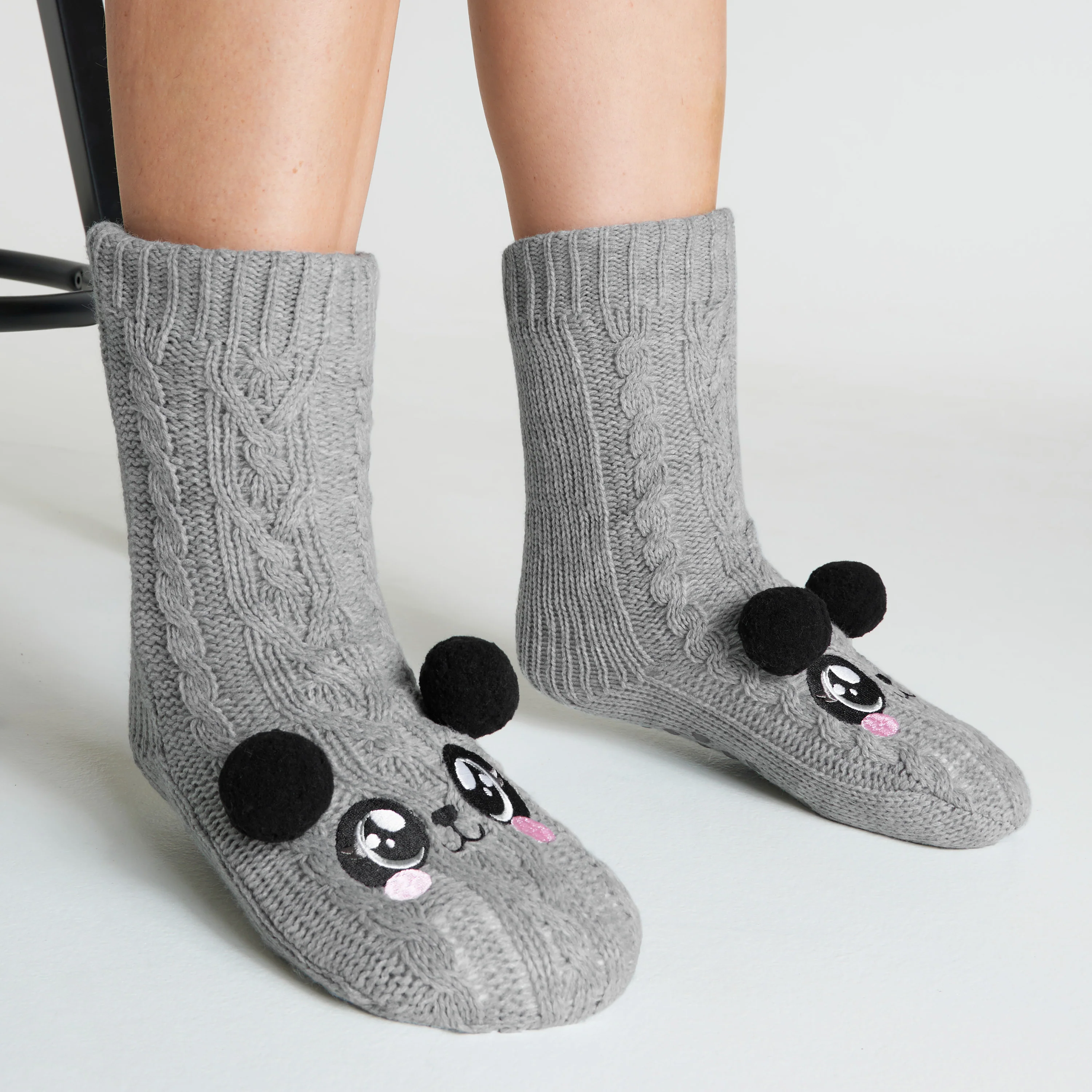 CityComfort Fluffy Socks for Women - GRAY PANDA - Image 6