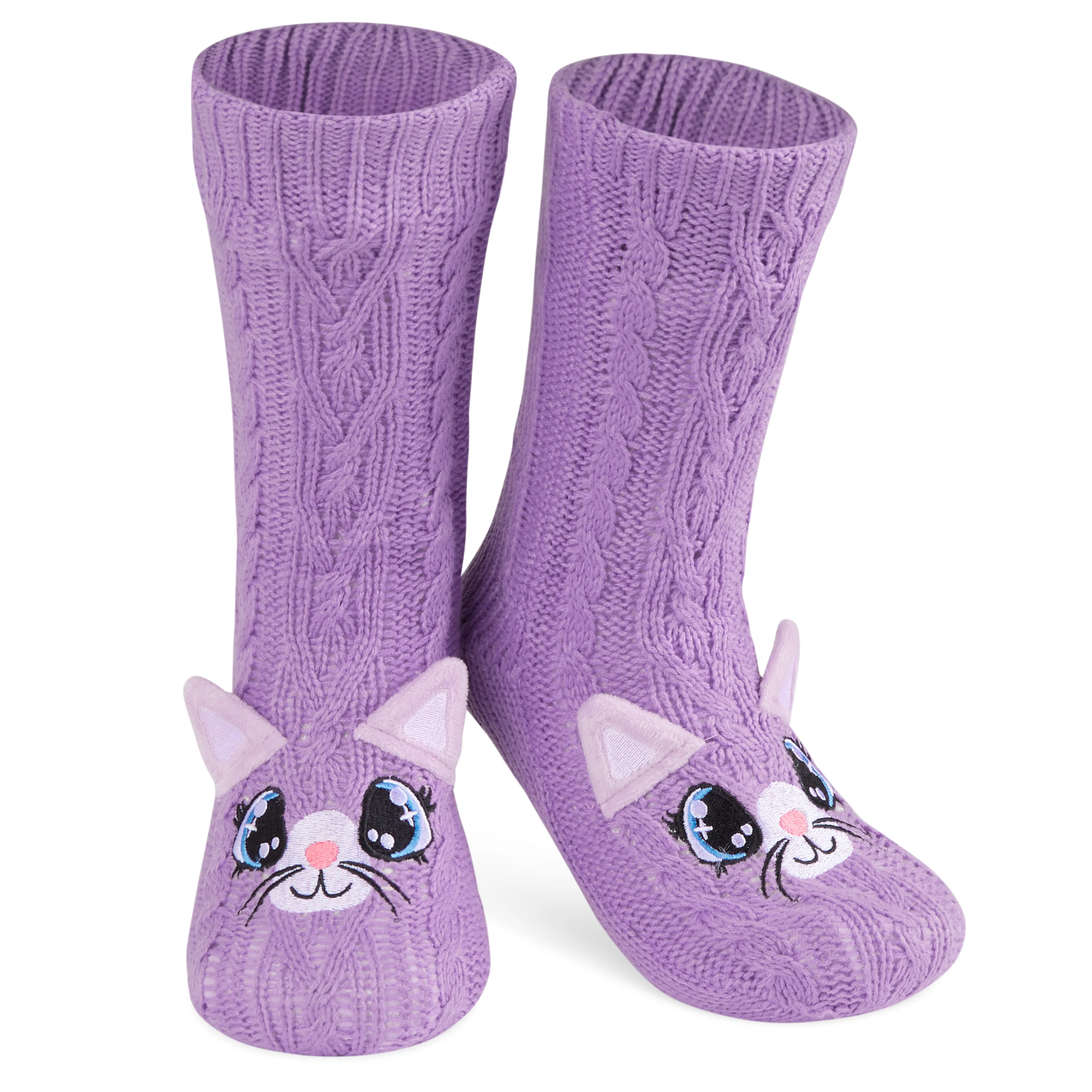 CityComfort Fluffy Socks for Women - PURPLE CAT