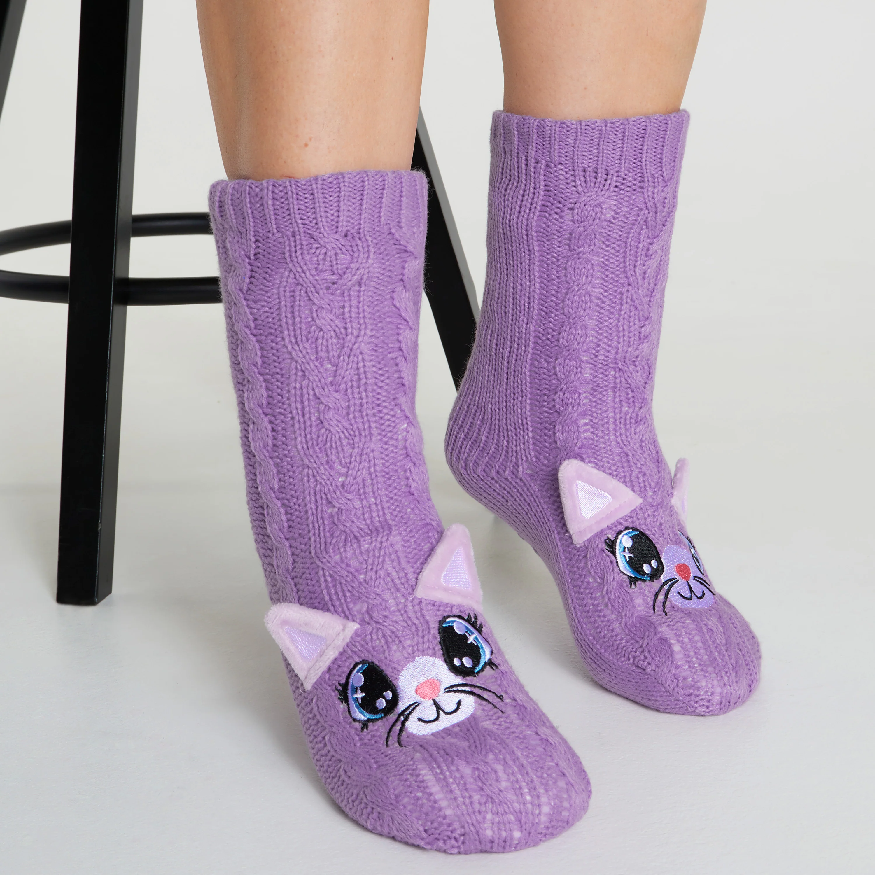 CityComfort Fluffy Socks for Women - PURPLE CAT - Image 2