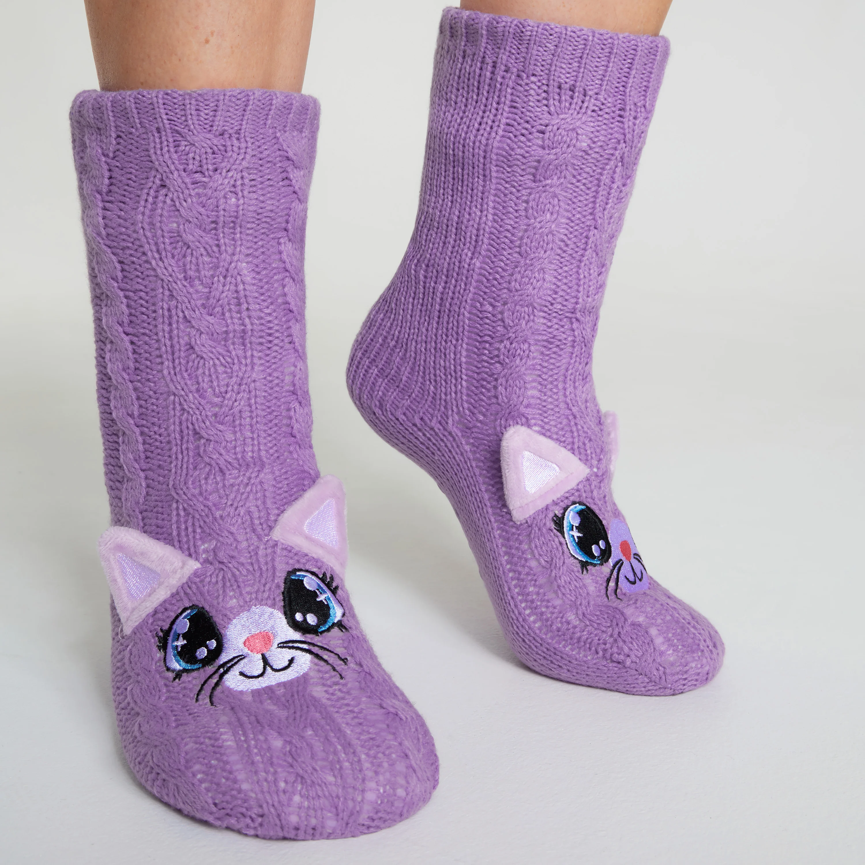CityComfort Fluffy Socks for Women - PURPLE CAT - Image 4