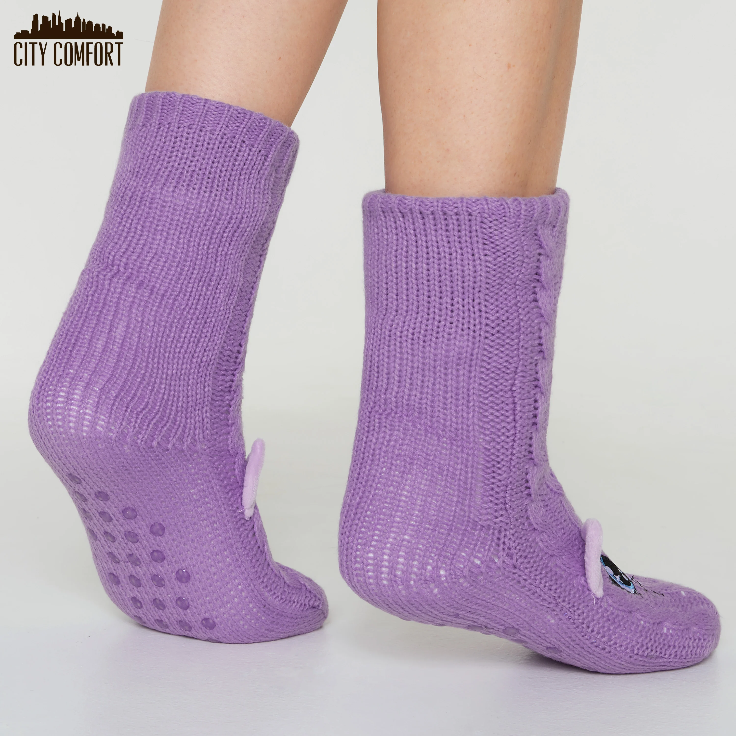 CityComfort Fluffy Socks for Women - PURPLE CAT - Image 5