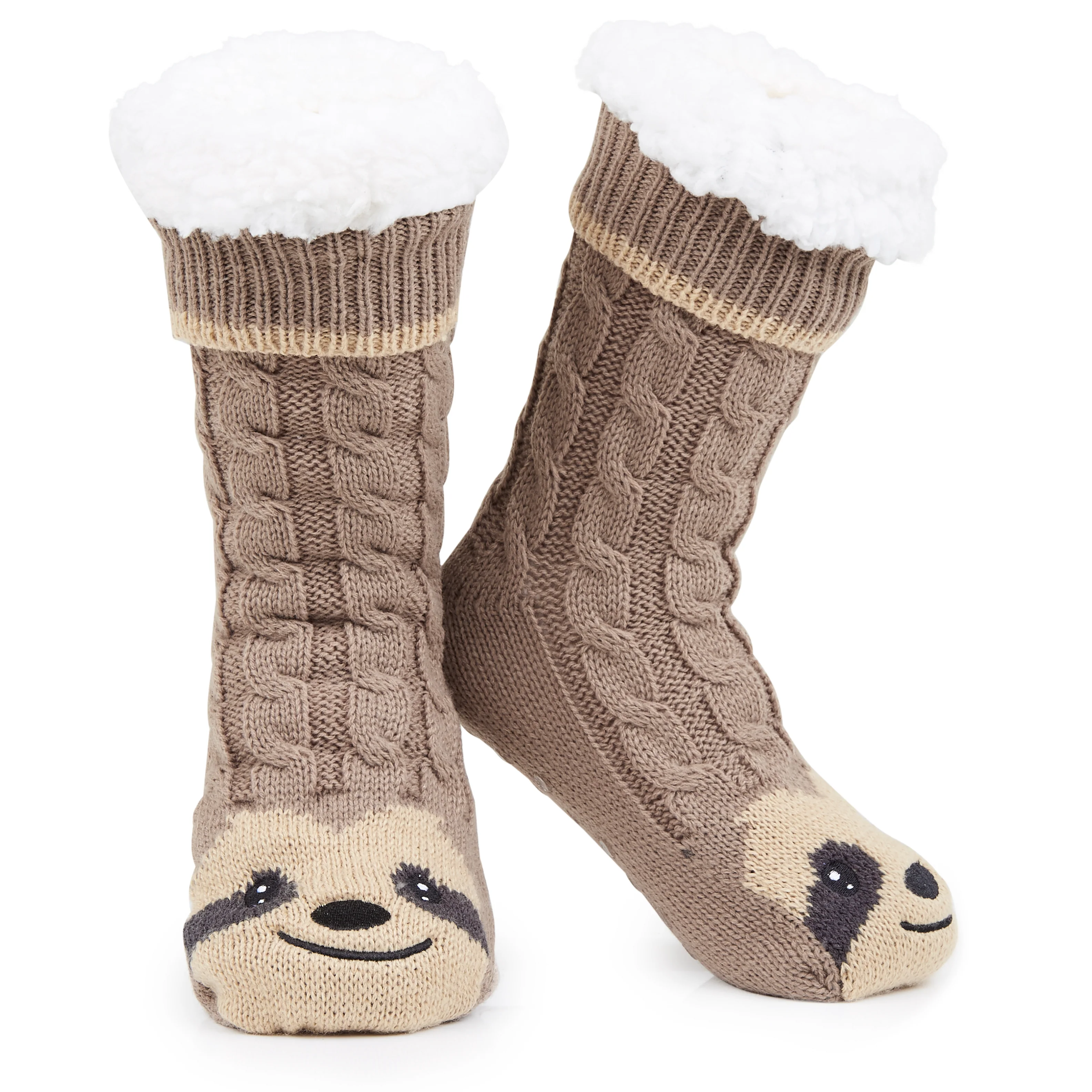 CityComfort Fluffy Socks for Women Teenagers Sherpa Lined Animal Slipper Socks with Non Slip Grip Pads One Size - Gifts for Women