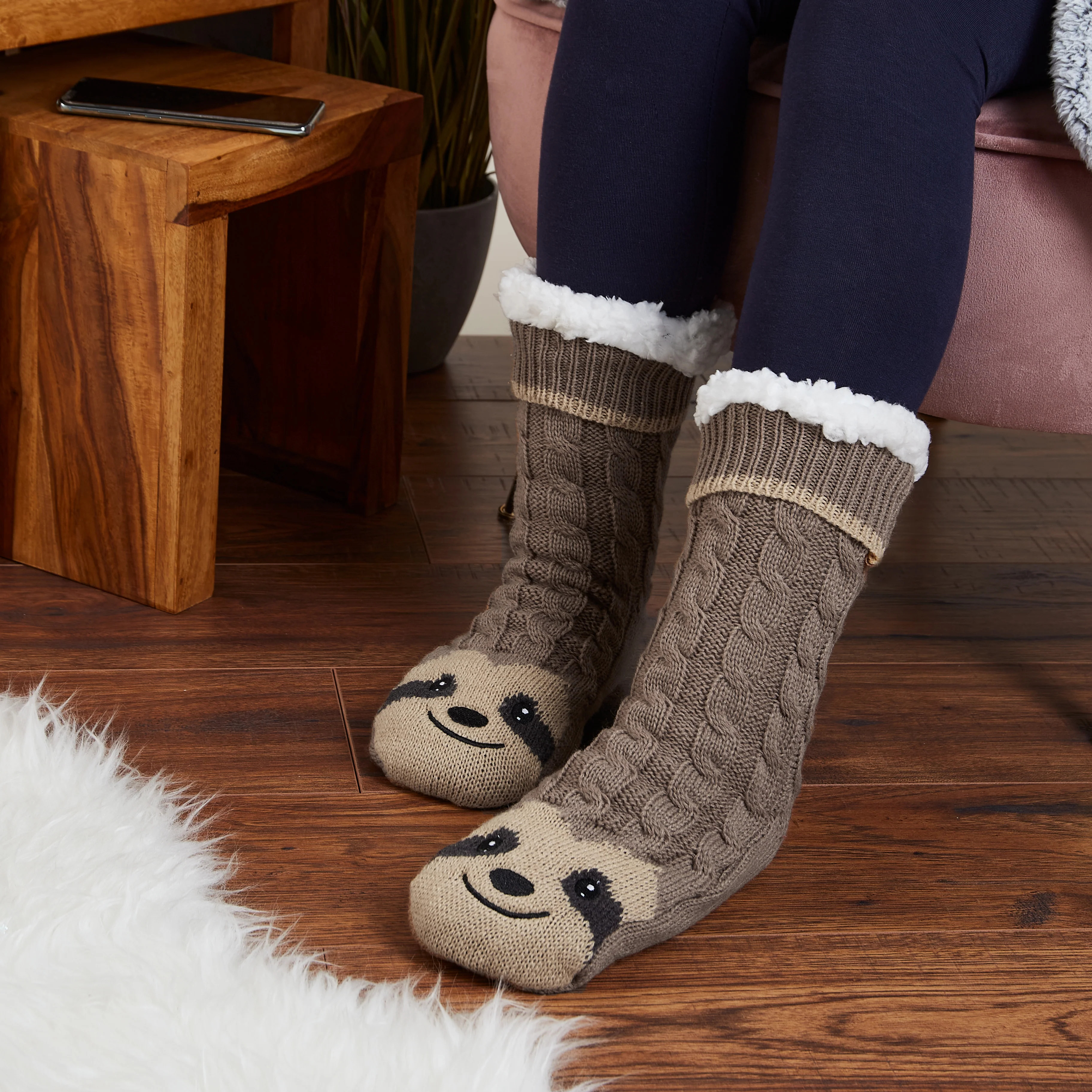 CityComfort Fluffy Socks for Women Teenagers Sherpa Lined Animal Slipper Socks with Non Slip Grip Pads One Size - Gifts for Women - Image 5