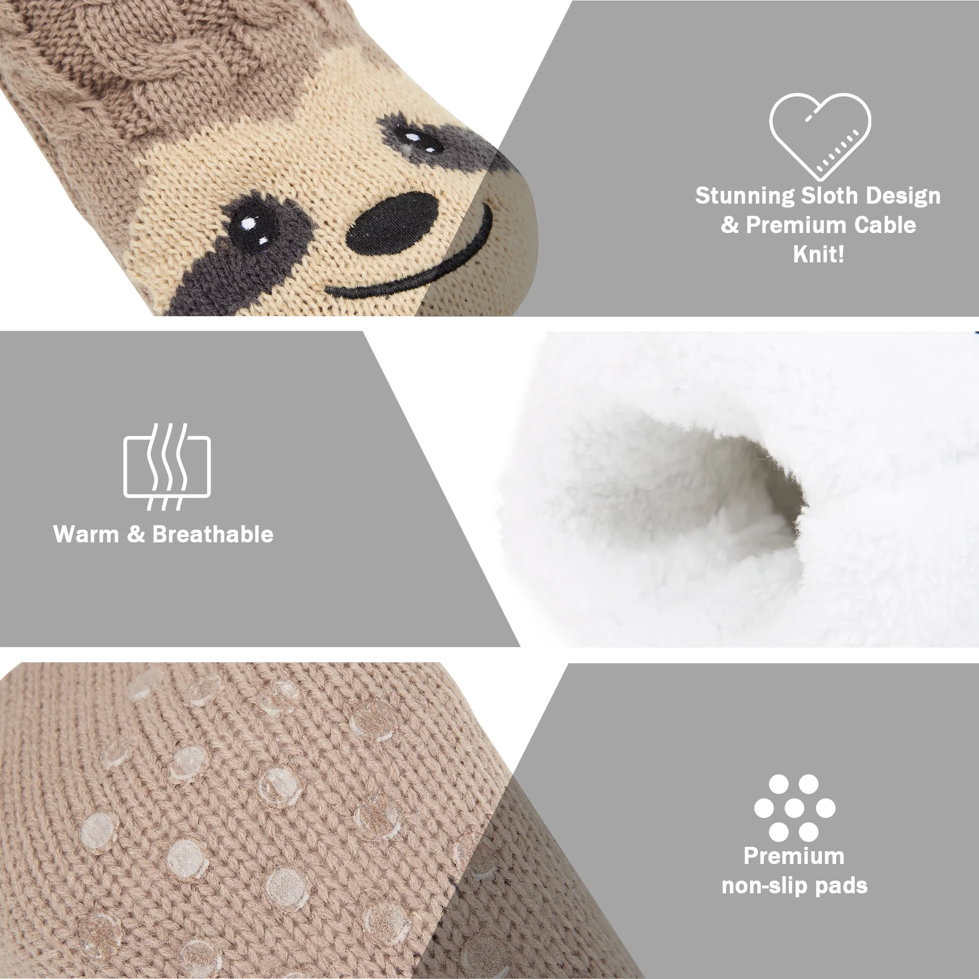 CityComfort Fluffy Socks for Women Teenagers Sherpa Lined Animal Slipper Socks with Non Slip Grip Pads One Size - Gifts for Women - Image 6