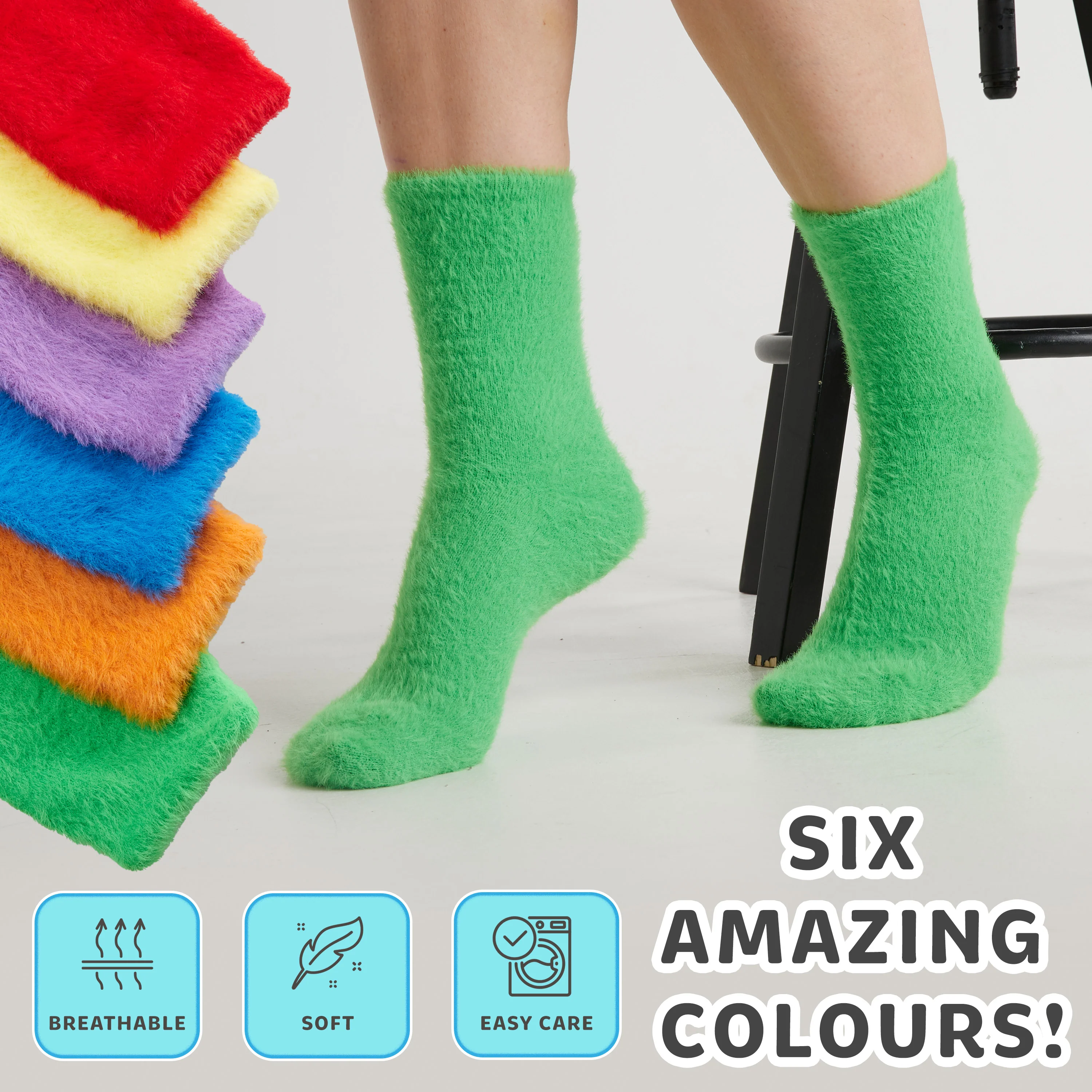 CityComfort Fluffy Socks Women Teenagers - Pack of 6 - Image 11