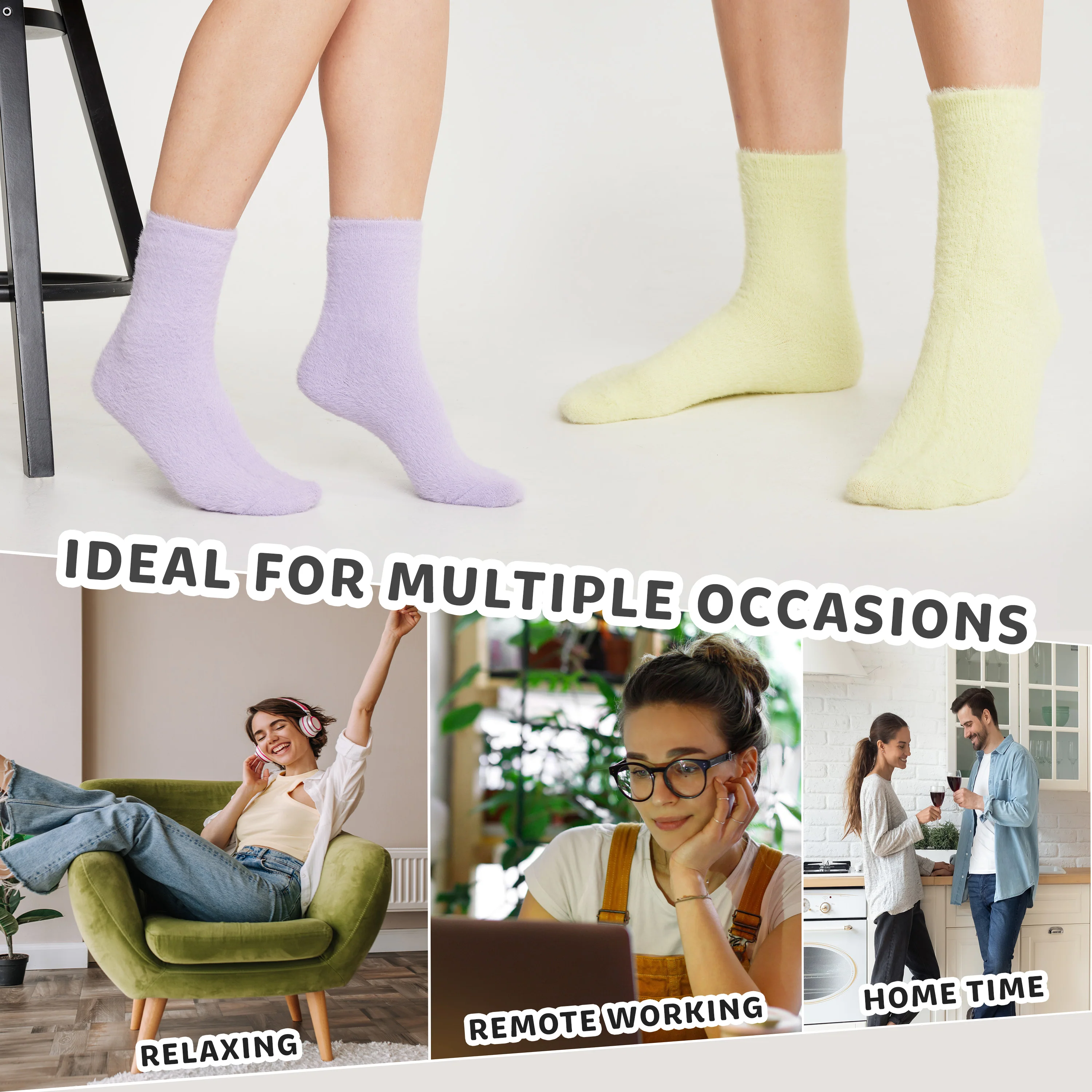 CityComfort Fluffy Socks Women Teenagers - Pack of 6 - Image 3