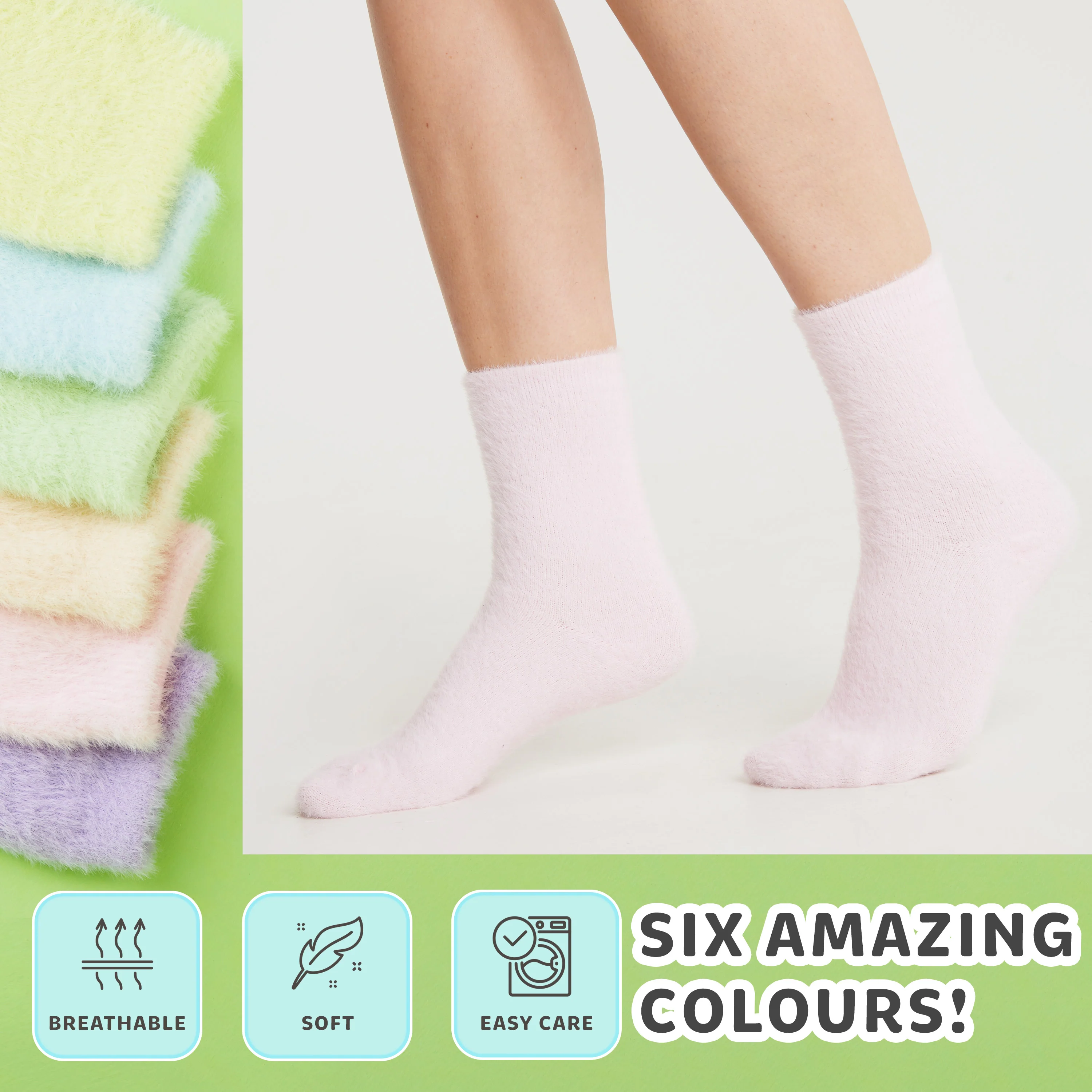 CityComfort Fluffy Socks Women Teenagers - Pack of 6 - Image 5