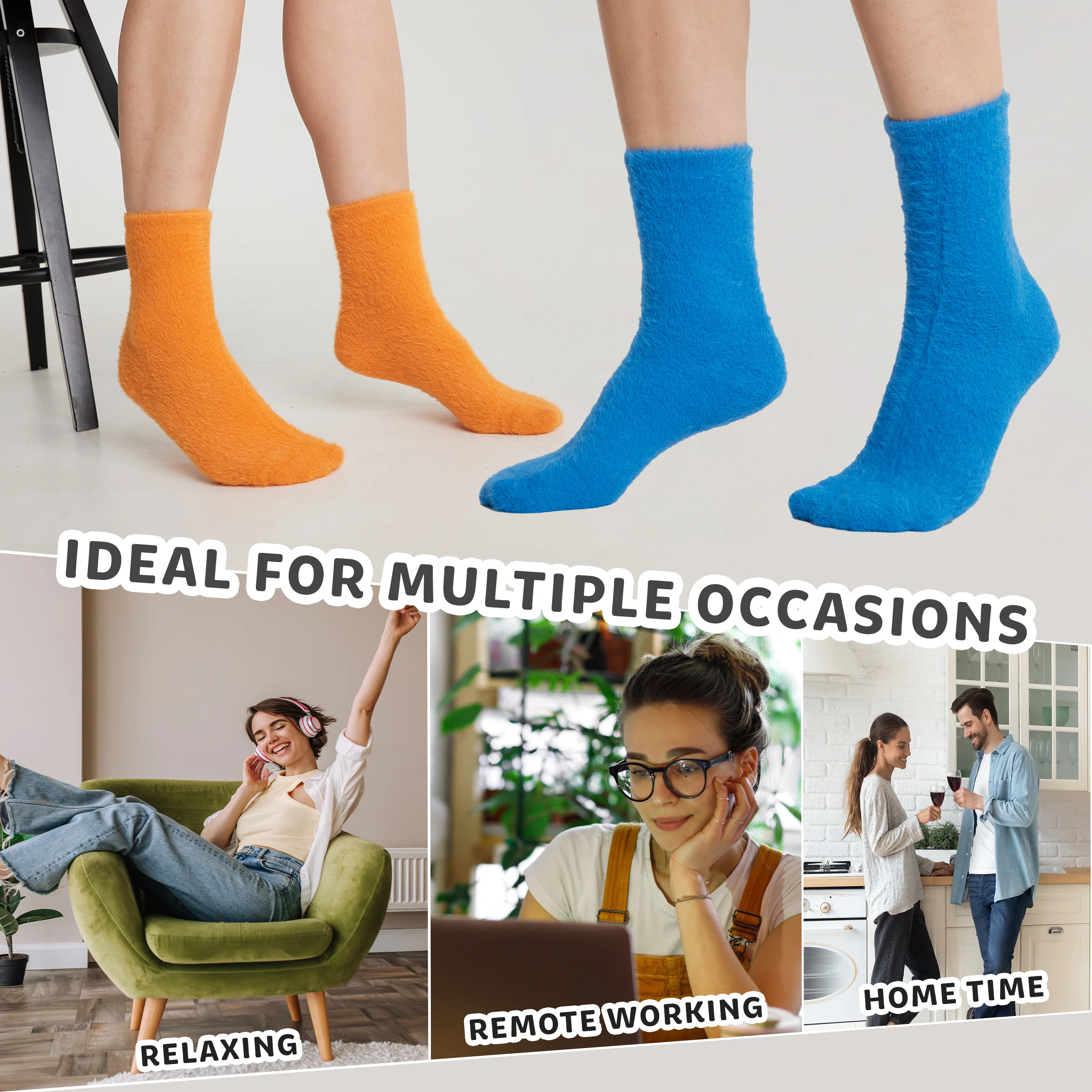 CityComfort Fluffy Socks Women Teenagers - Pack of 6 - Image 9