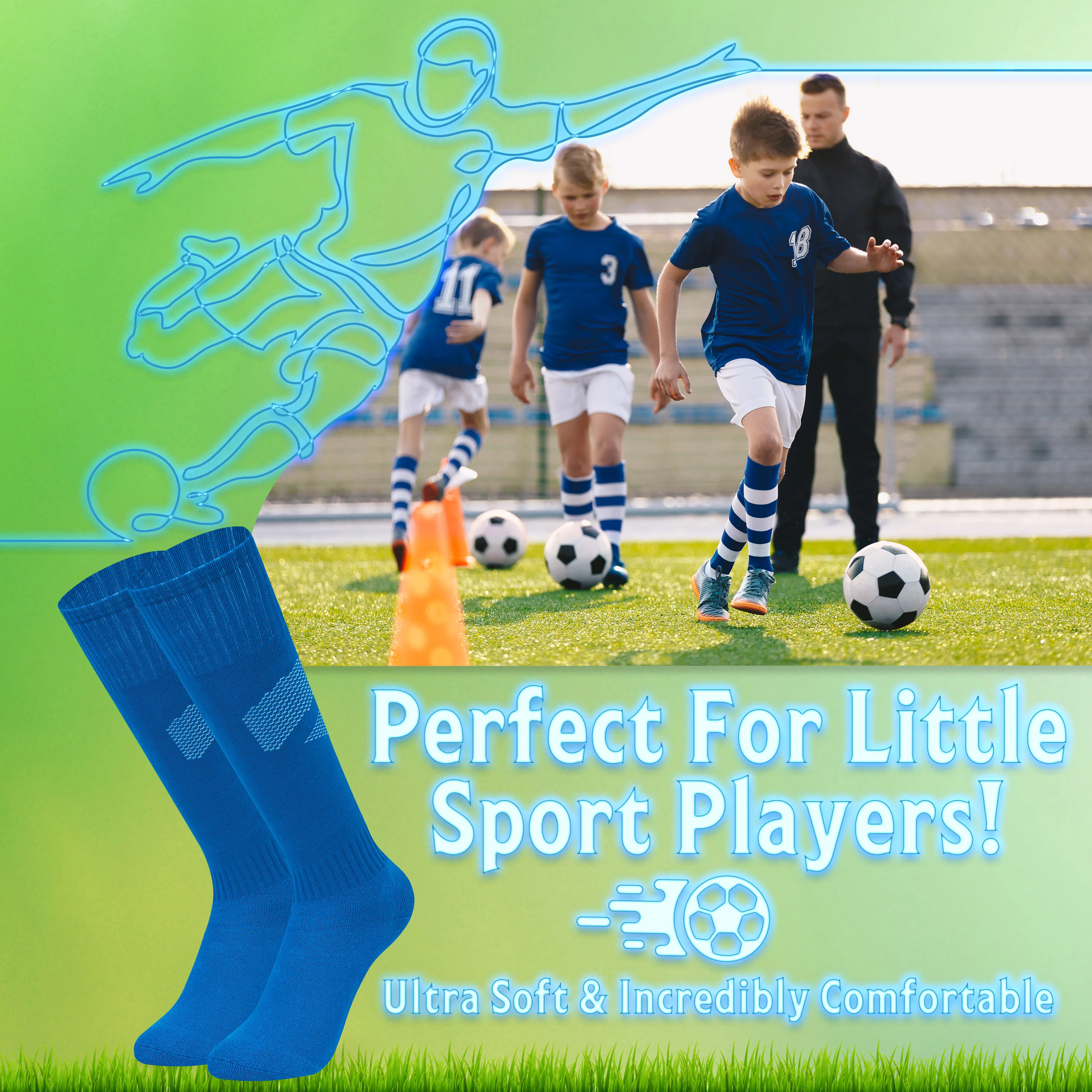 CityComfort Football Socks for Boys Girls, High Knee Socks - Image 4