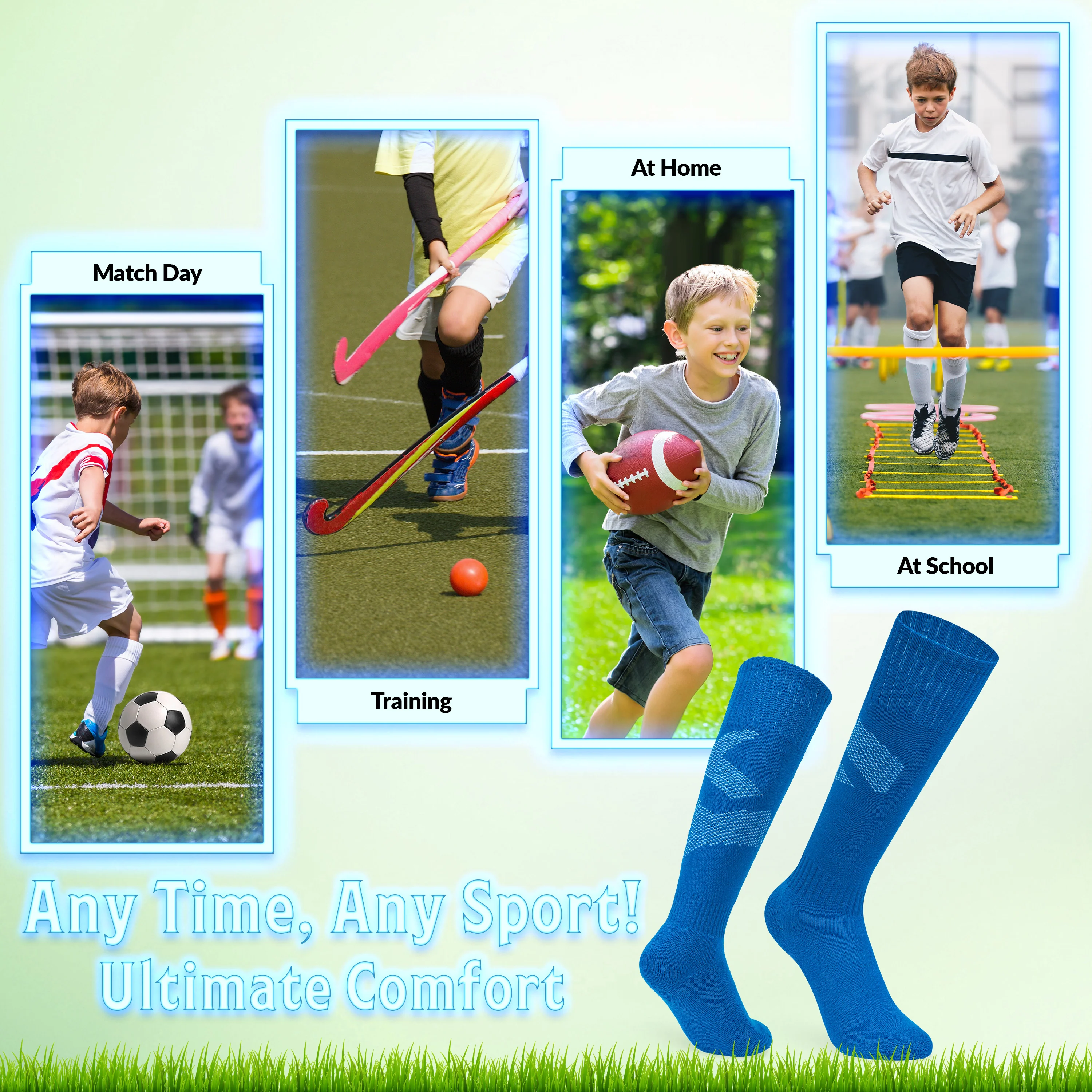 CityComfort Football Socks for Boys Girls, High Knee Socks - Image 5