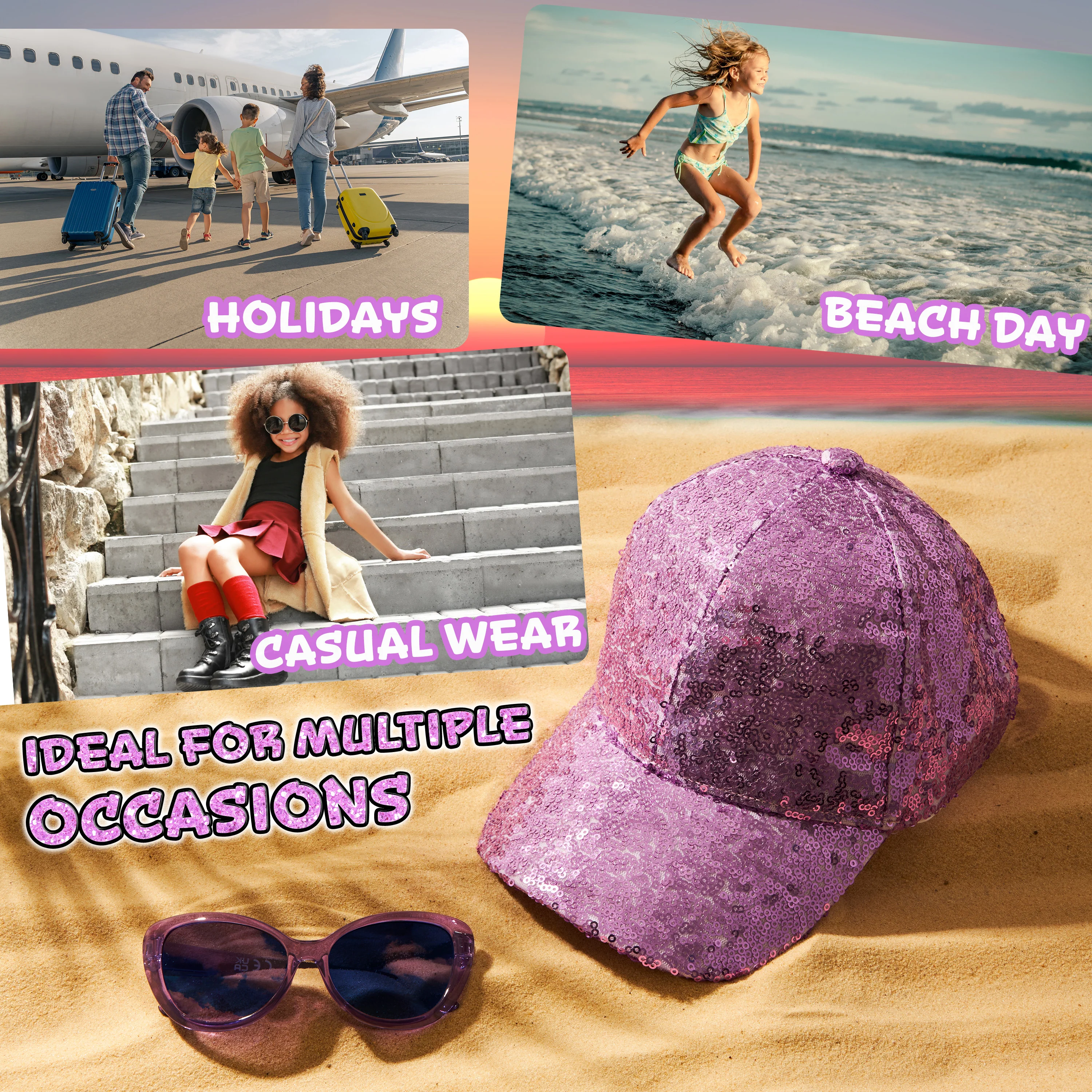 CityComfort Girls Cap and Sunglasses Set, Baseball Cap and UV Sunglasses - Image 17