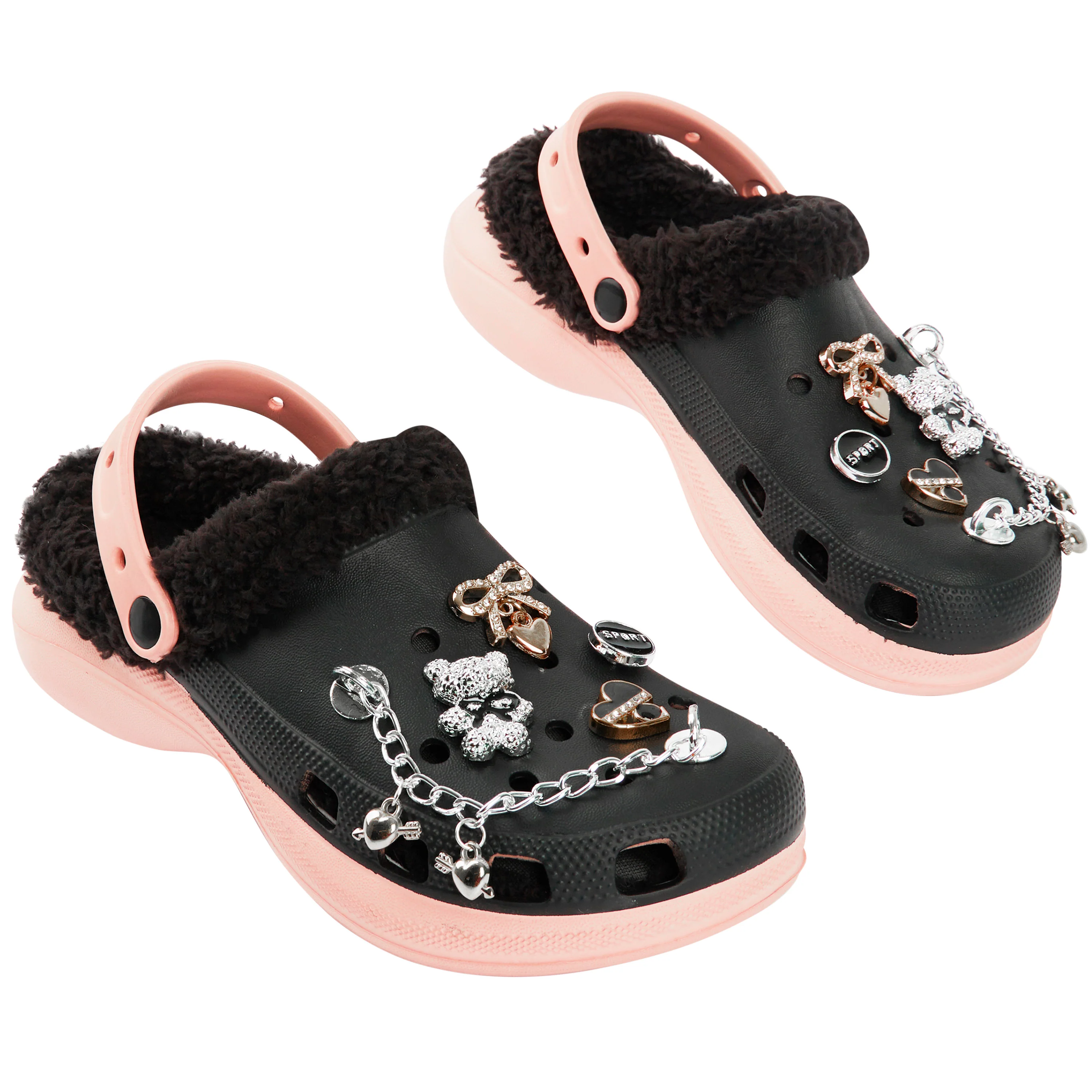 CityComfort Girls Clogs with Fleece Lining and Removable Charms, Garden Shoes